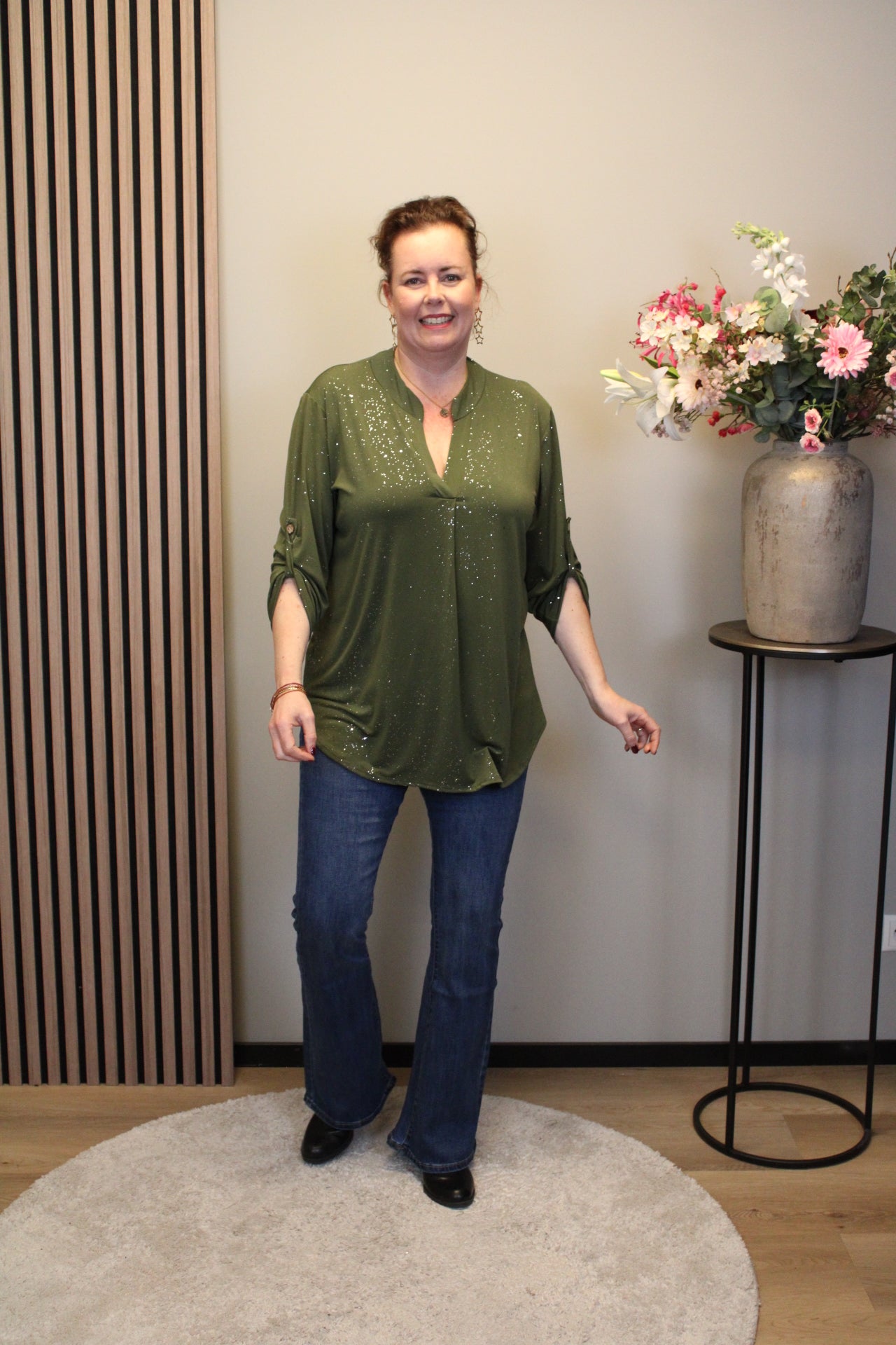 Dora | Bluse schwarz Langarm 52 bis 58