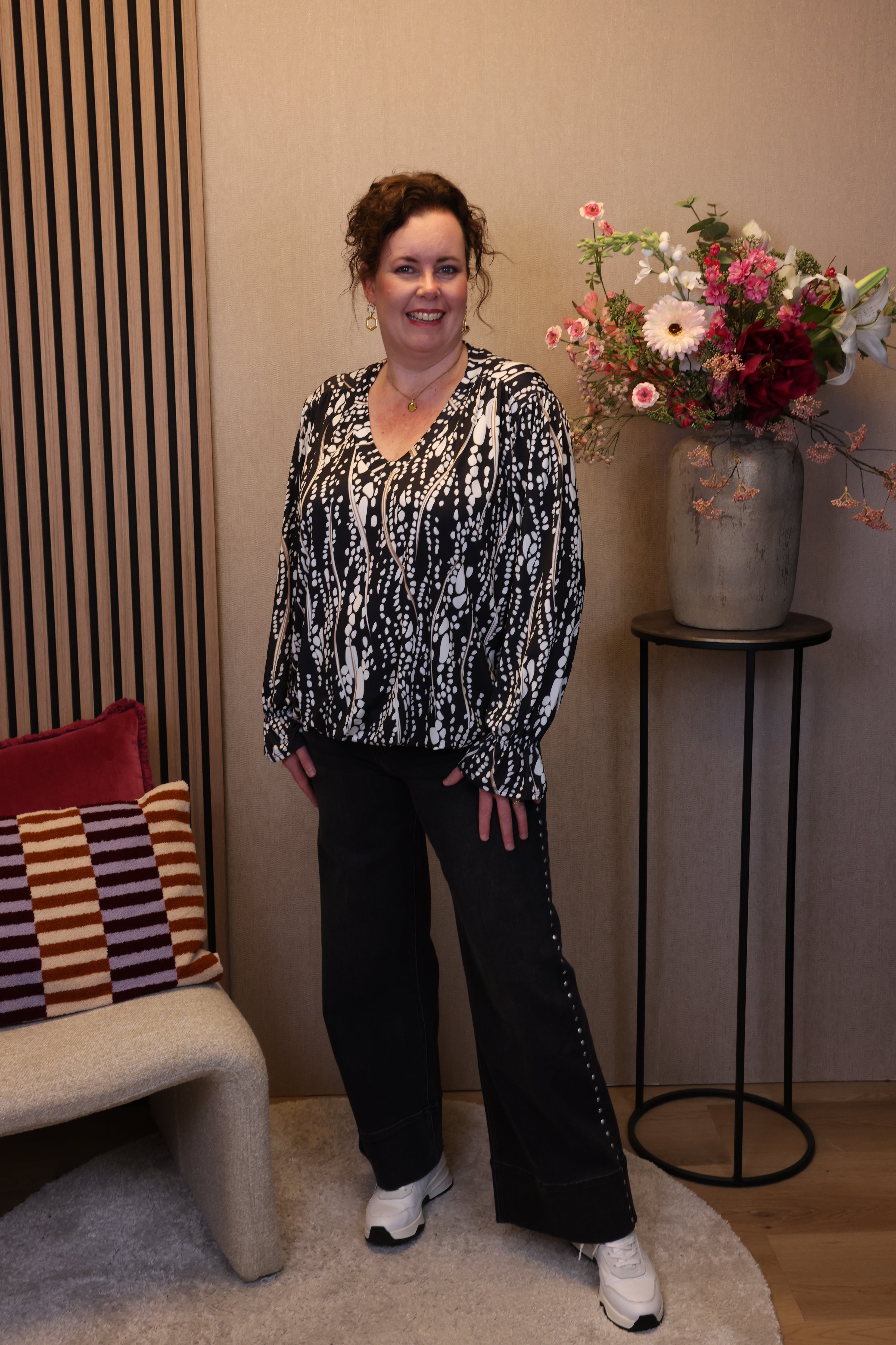 Dora | Bluse schwarz Langarm 52 bis 58