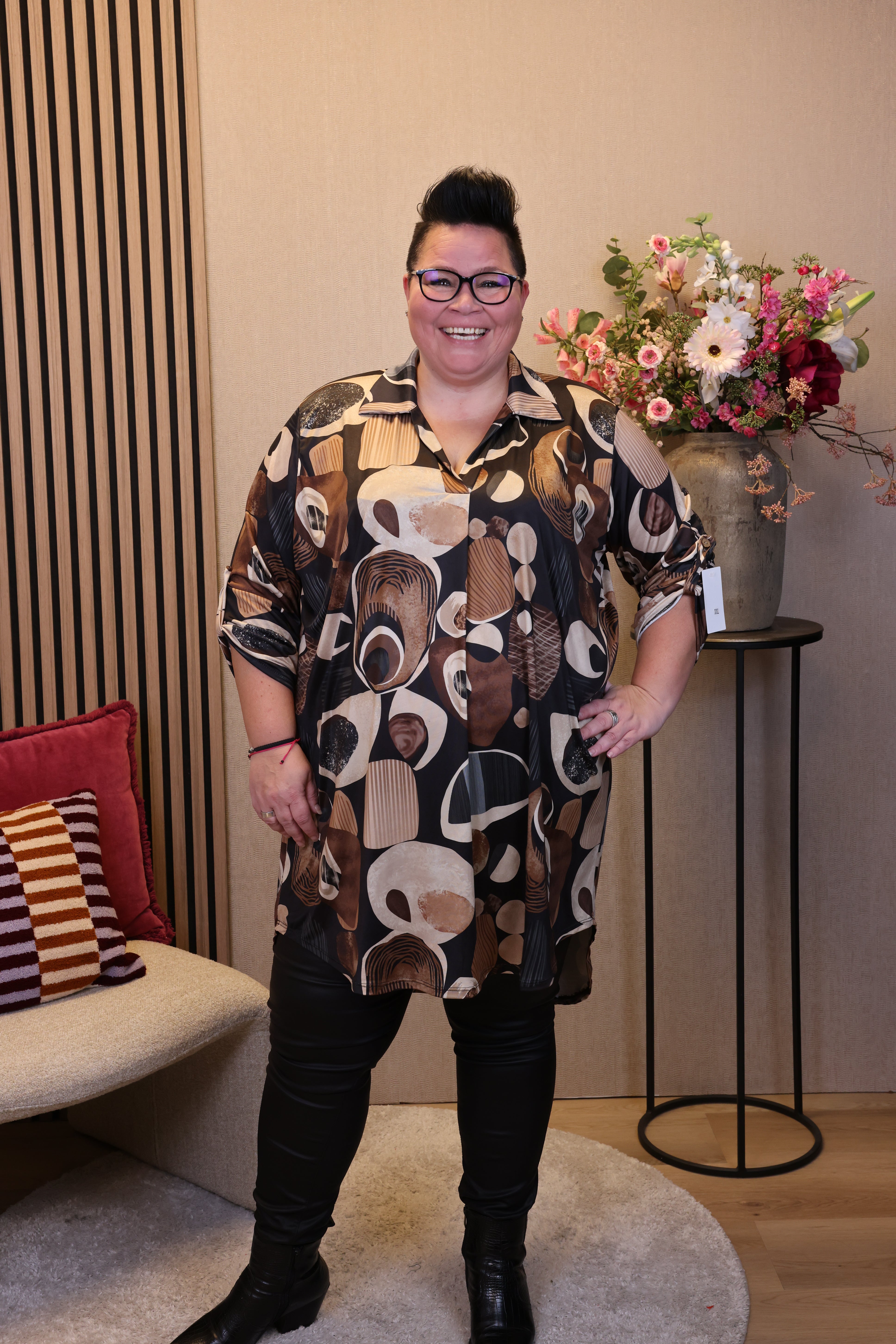 Dora | Bluse schwarz Langarm 52 bis 58