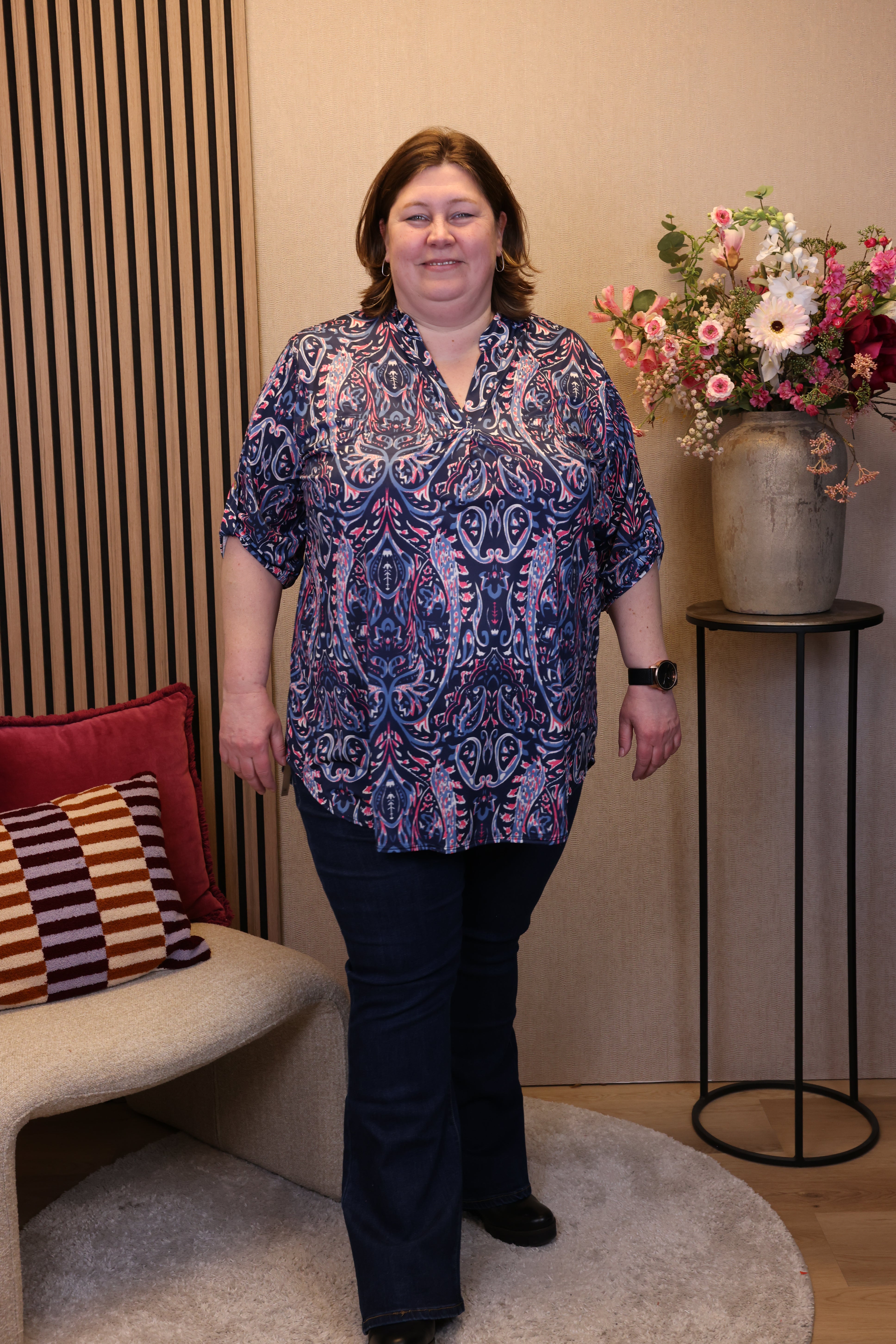 Dora | Bluse schwarz Langarm 52 bis 58