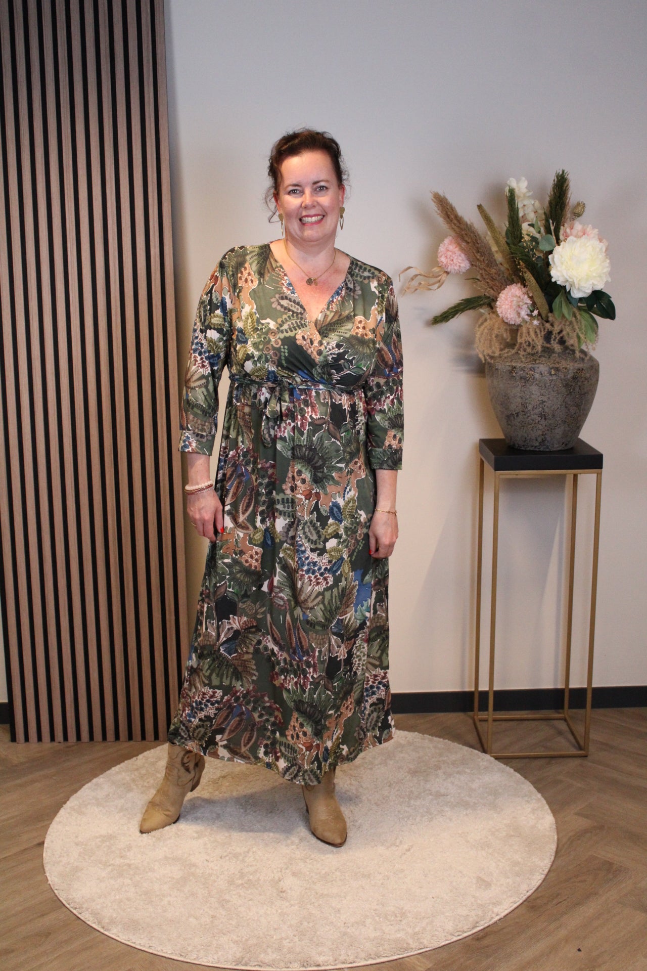 Christa | Grünes Kleid mit langen Ärmeln, Größe 38 bis 44