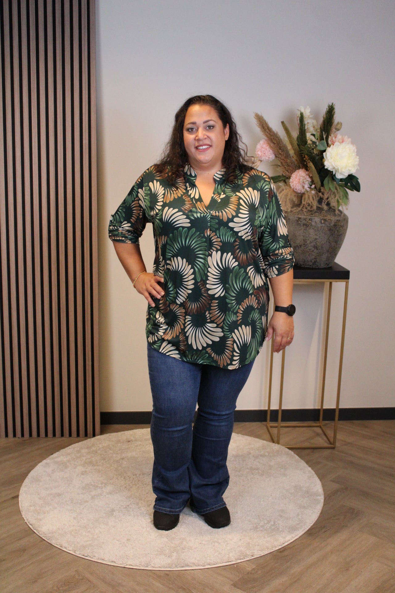 Margriet | Bluse grün lange Ärmel 48 bis 52