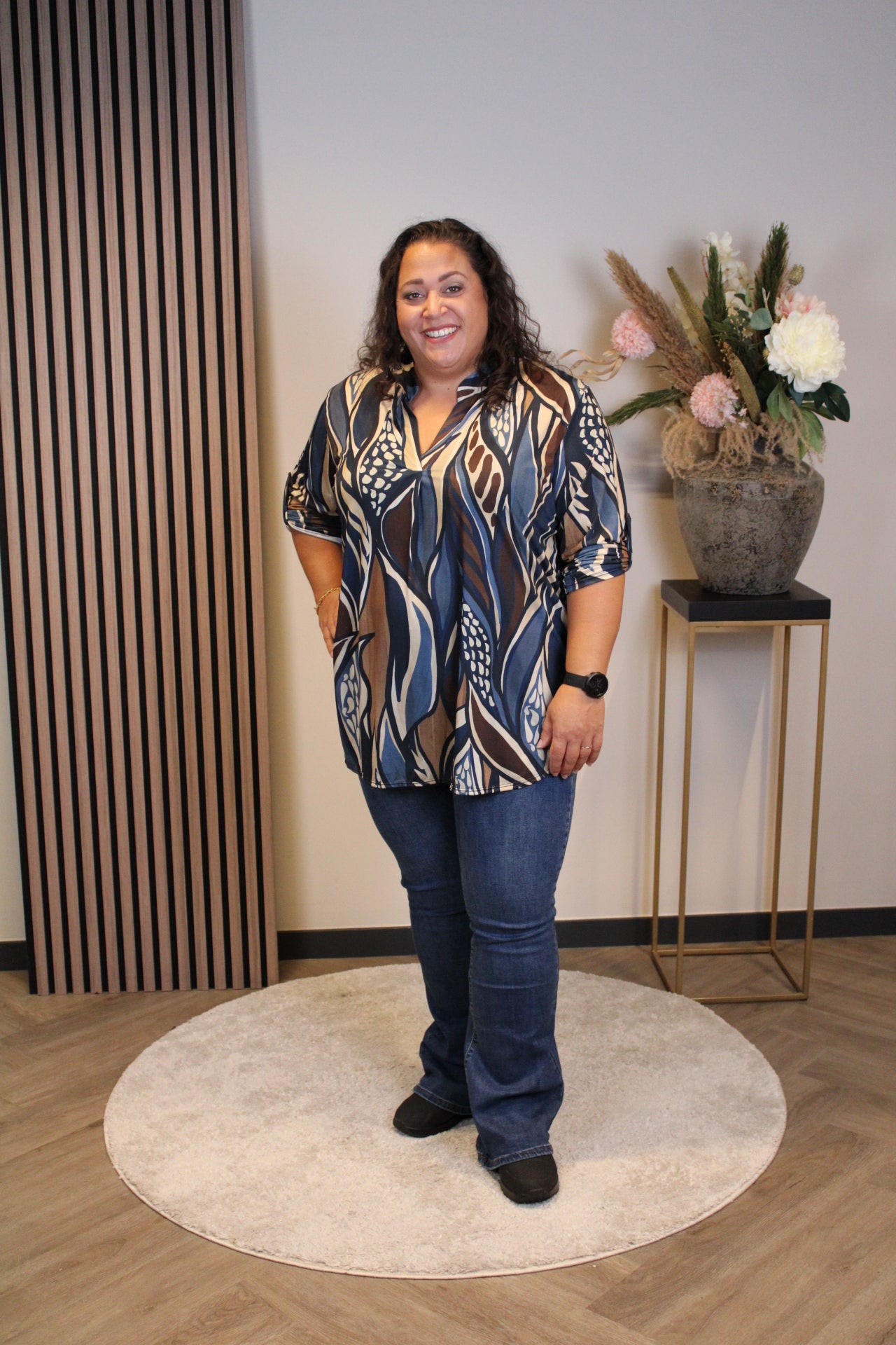 Sheila | Bluse blau Langarm 48 bis 52