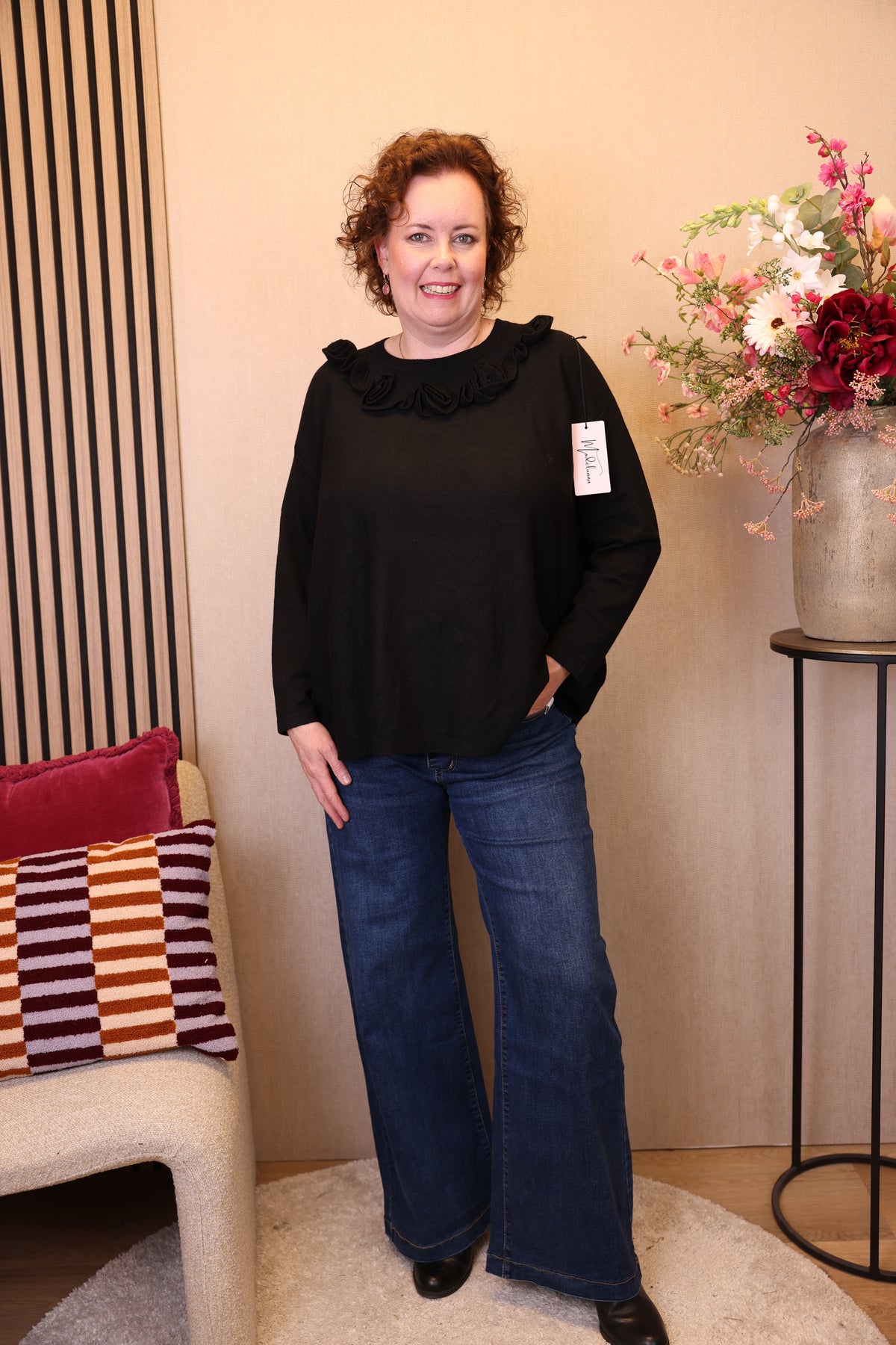 Dora | Bluse schwarz Langarm 52 bis 58