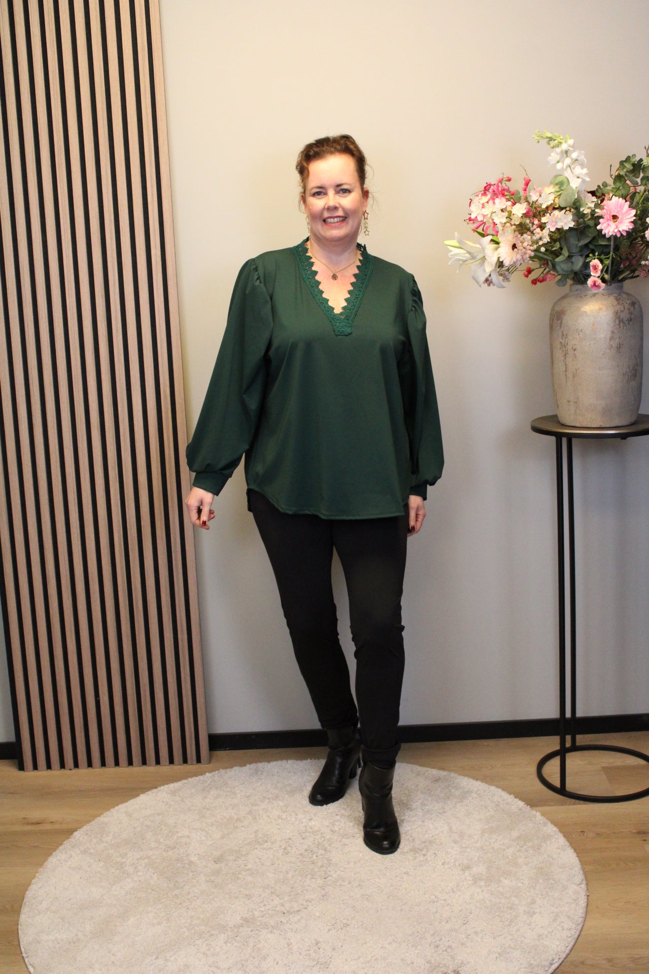 Dora | Bluse schwarz Langarm 52 bis 58