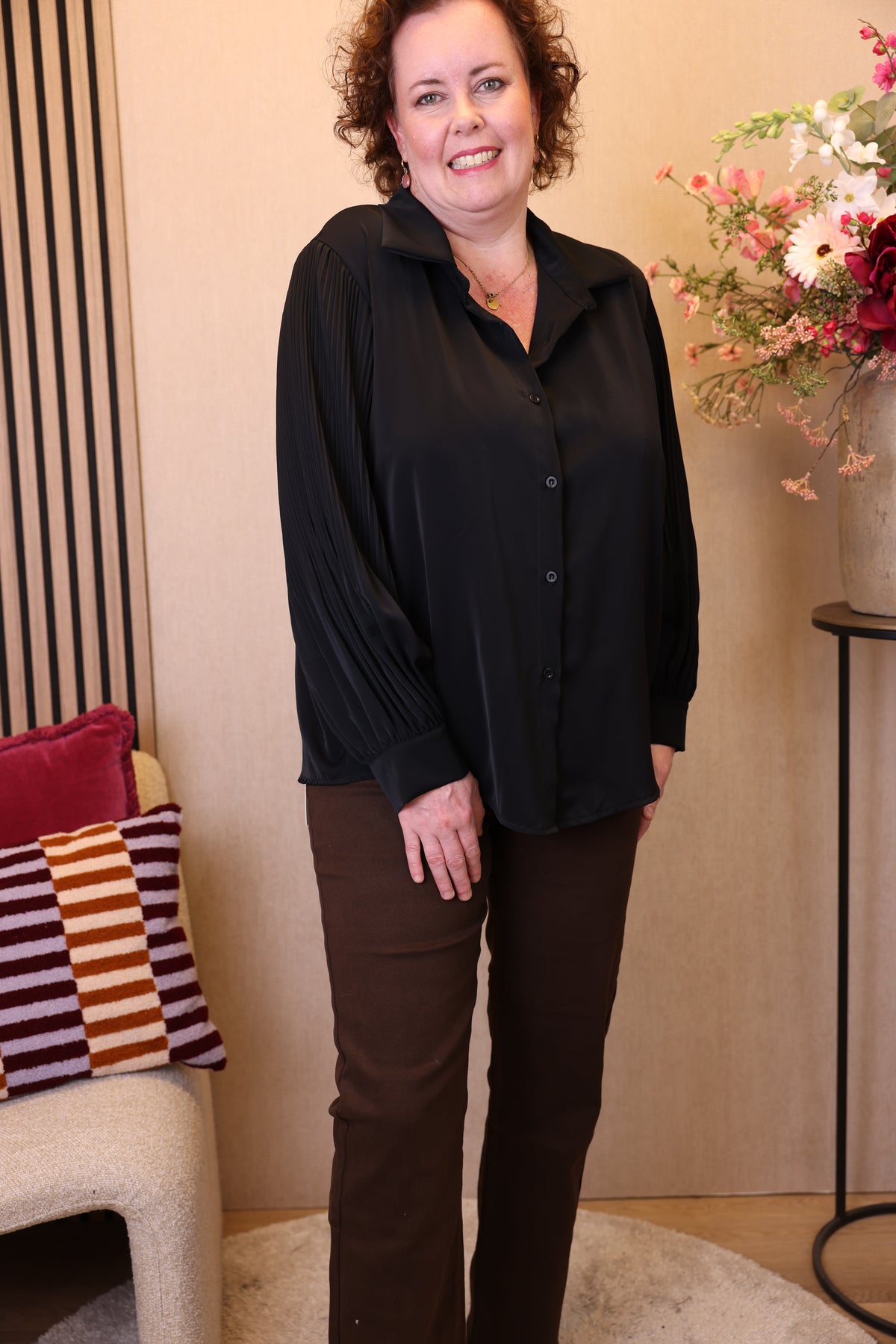 Dora | Bluse schwarz Langarm 52 bis 58