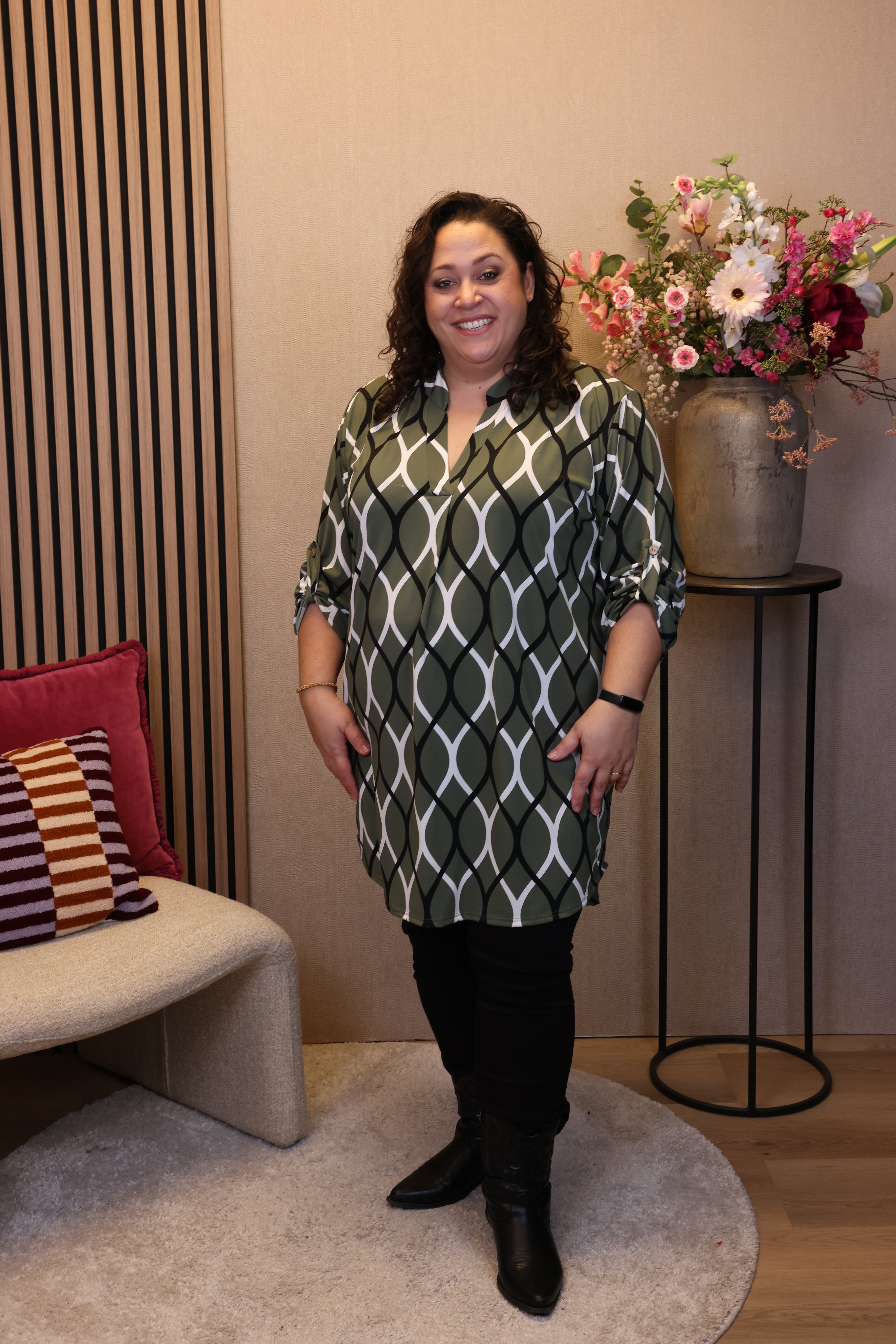 Dora | Bluse schwarz Langarm 52 bis 58