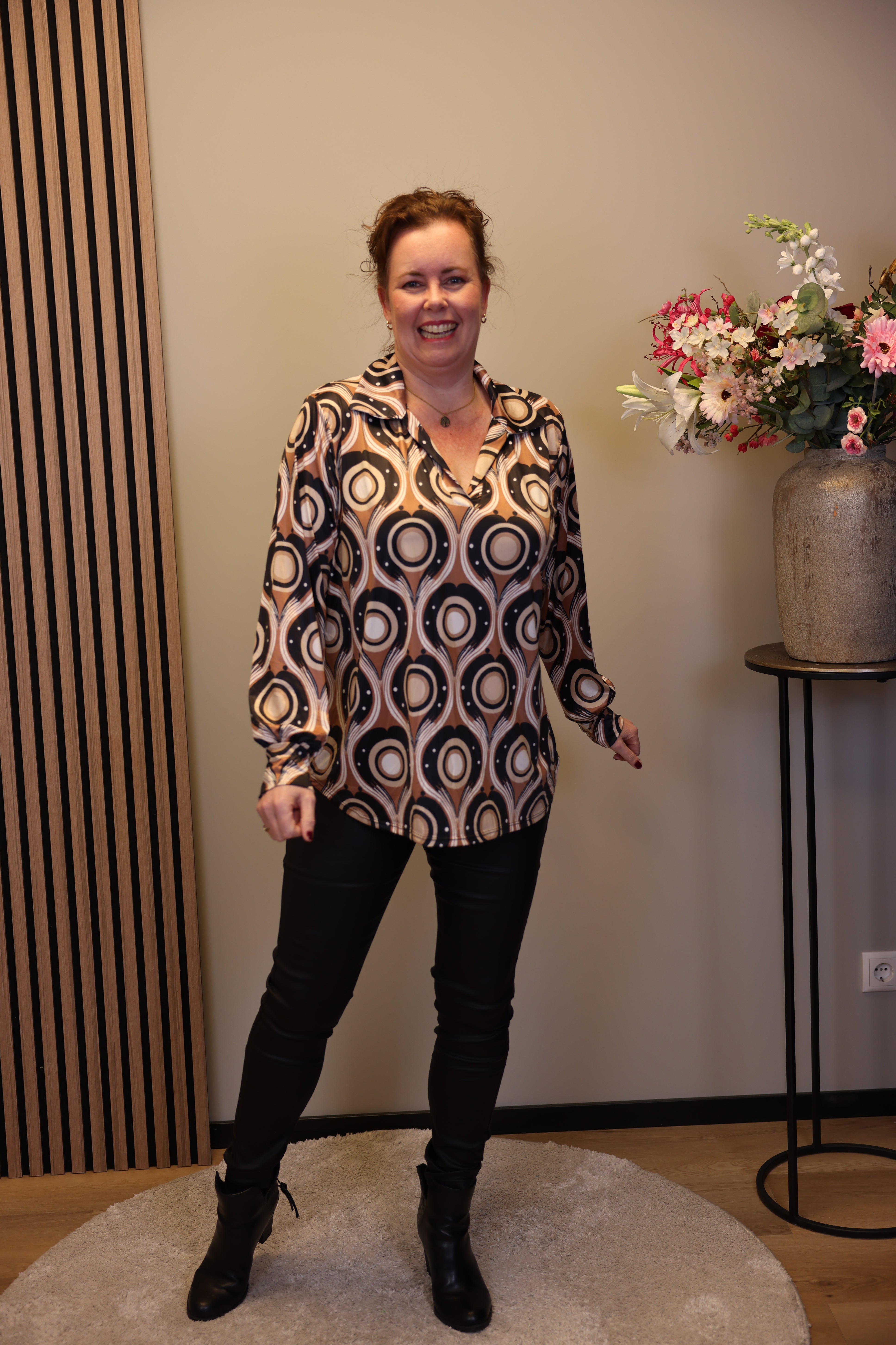 Lana | Blaue Bluse mit Kragen 38 bis 48