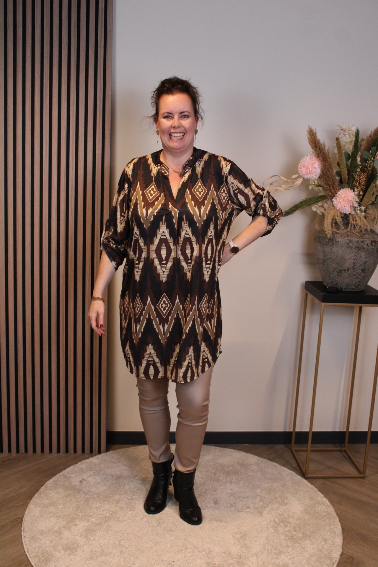 Lana | Blaue Bluse mit Kragen 38 bis 48