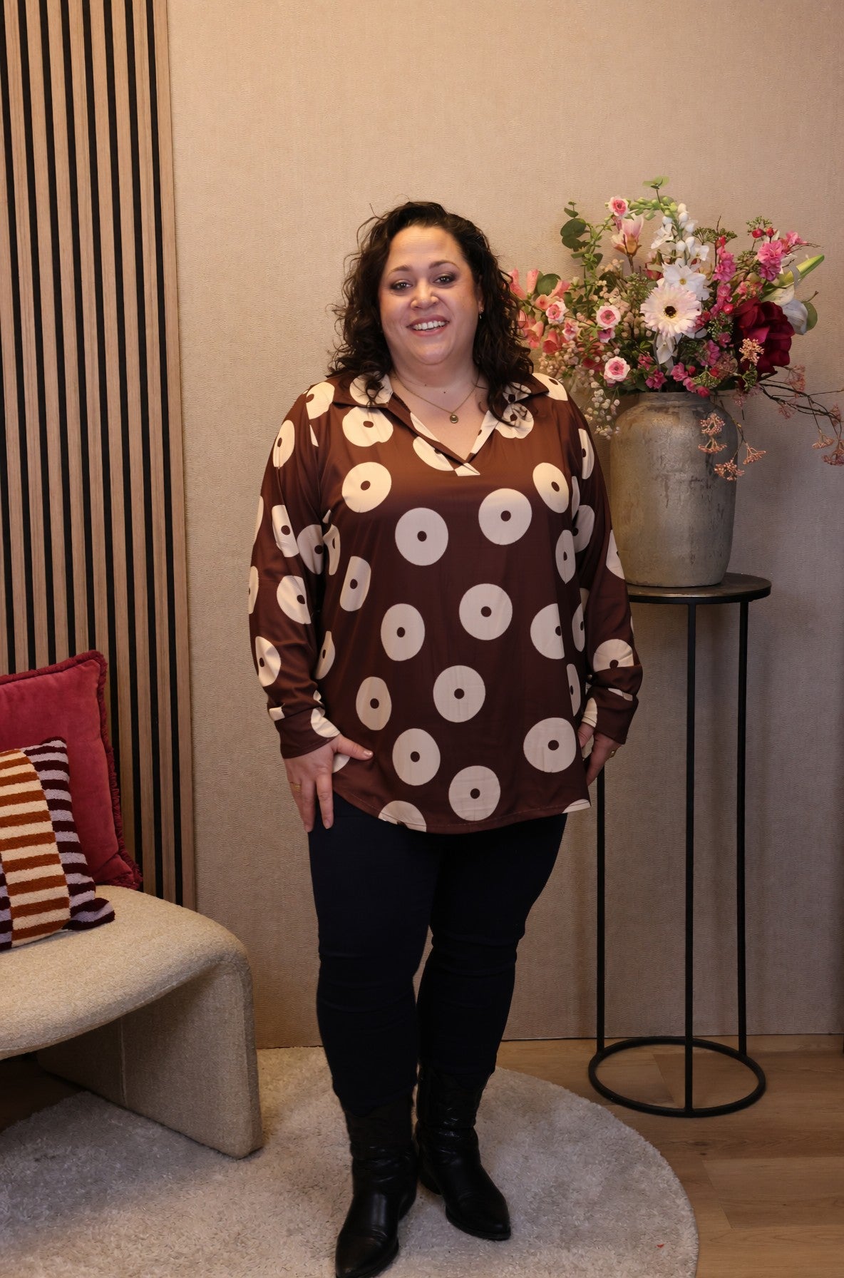 Dora | Bluse schwarz Langarm 52 bis 58