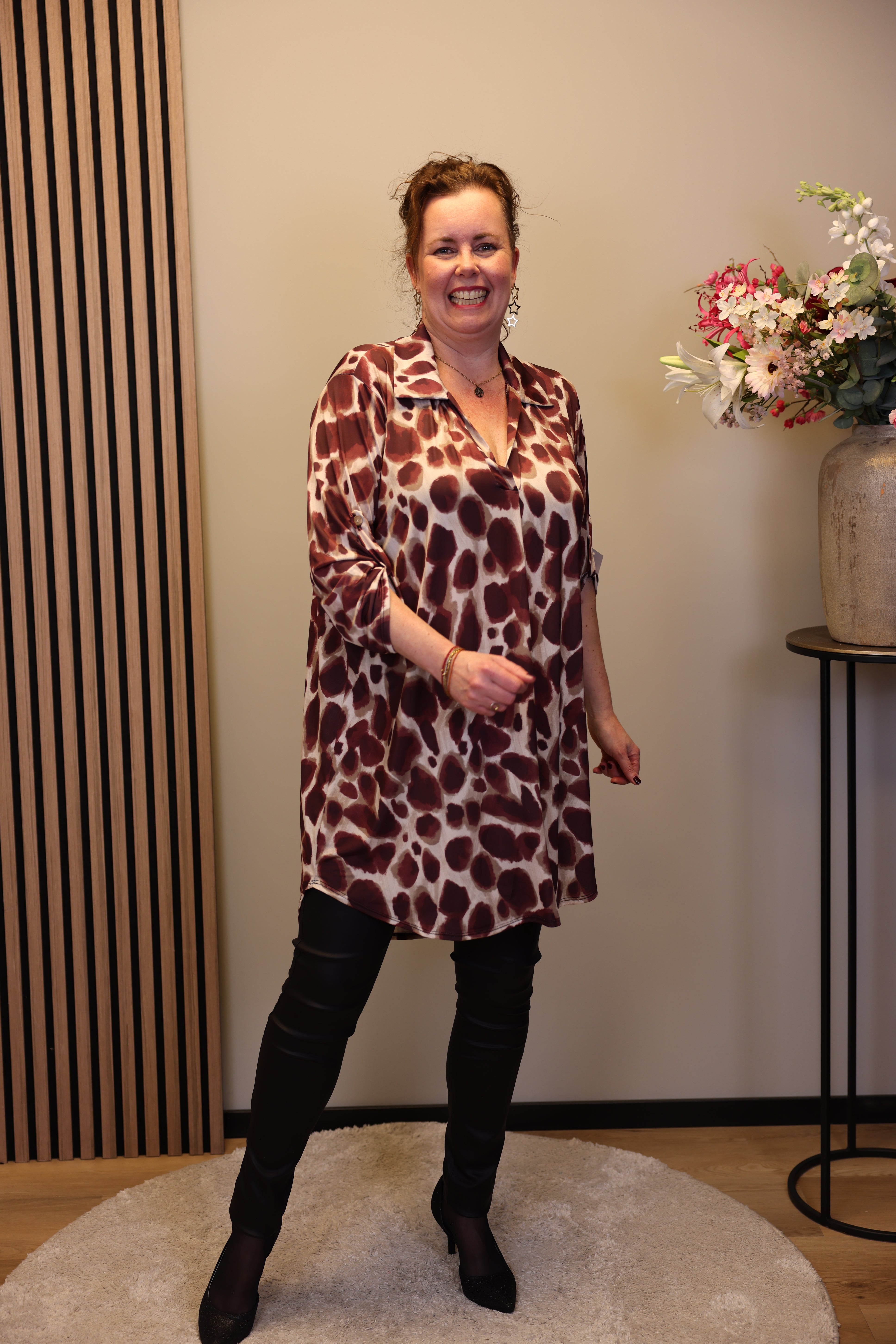 Lana | Blaue Bluse mit Kragen 38 bis 48