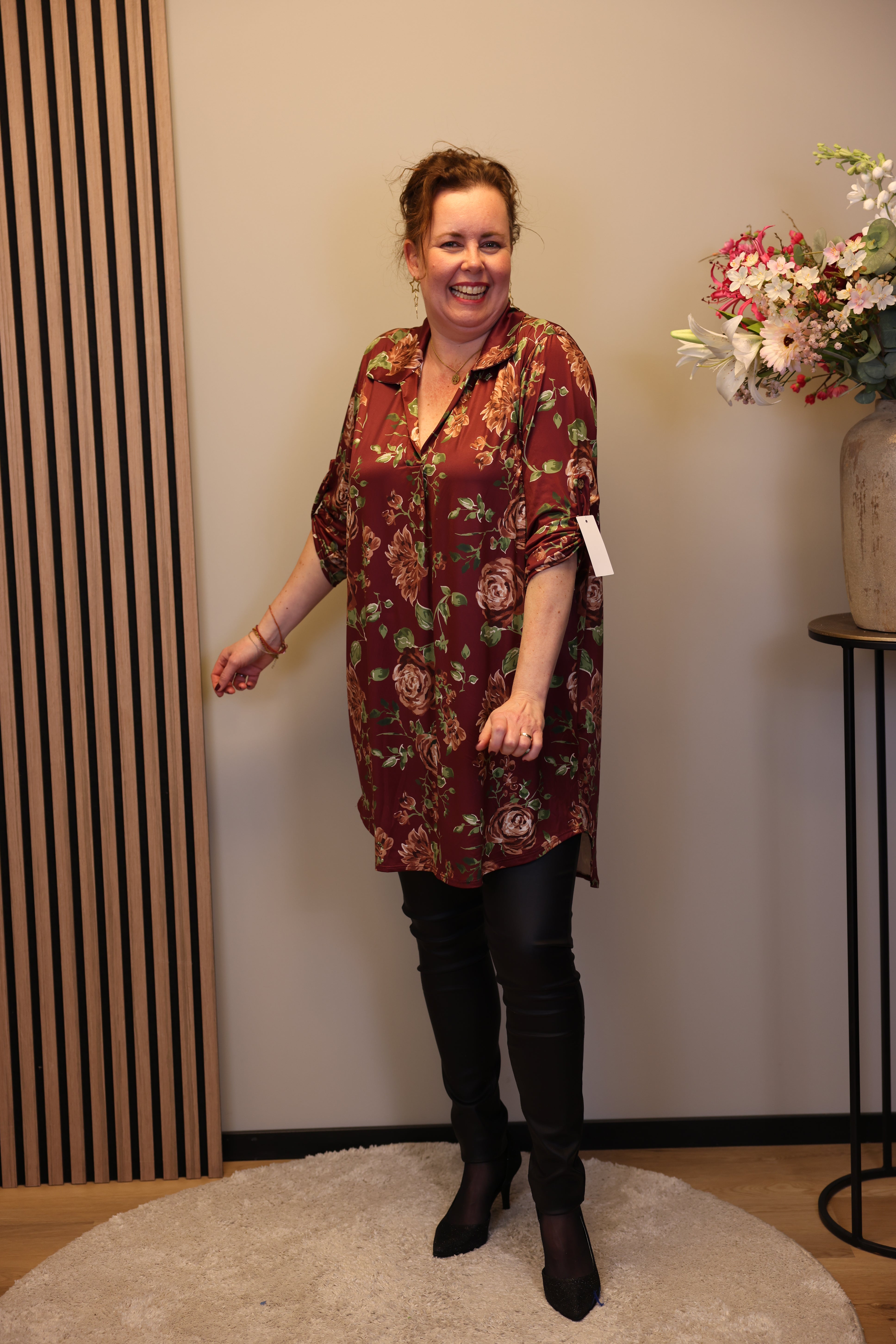 Lana | Blaue Bluse mit Kragen 38 bis 48