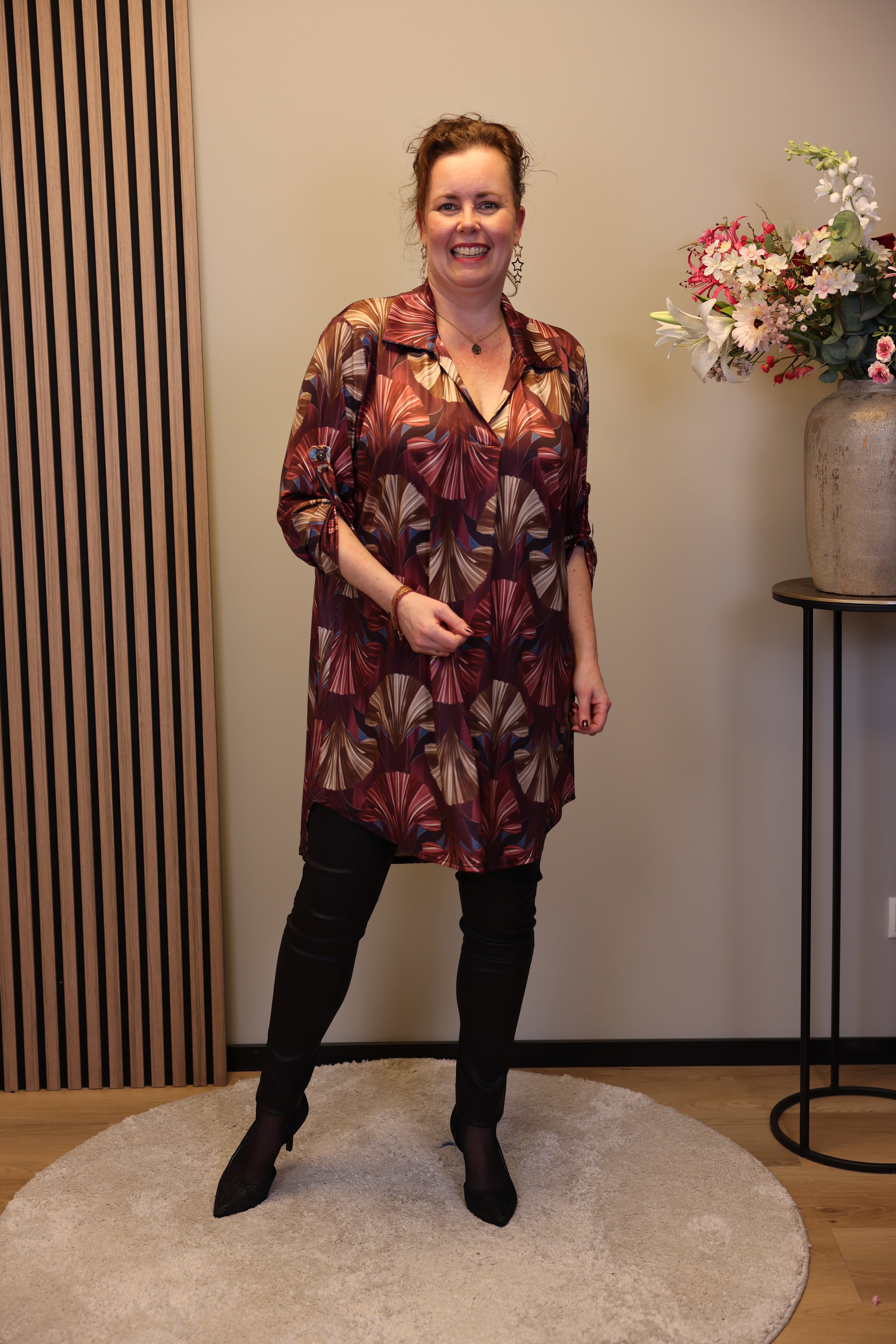 Lana | Blaue Bluse mit Kragen 38 bis 48