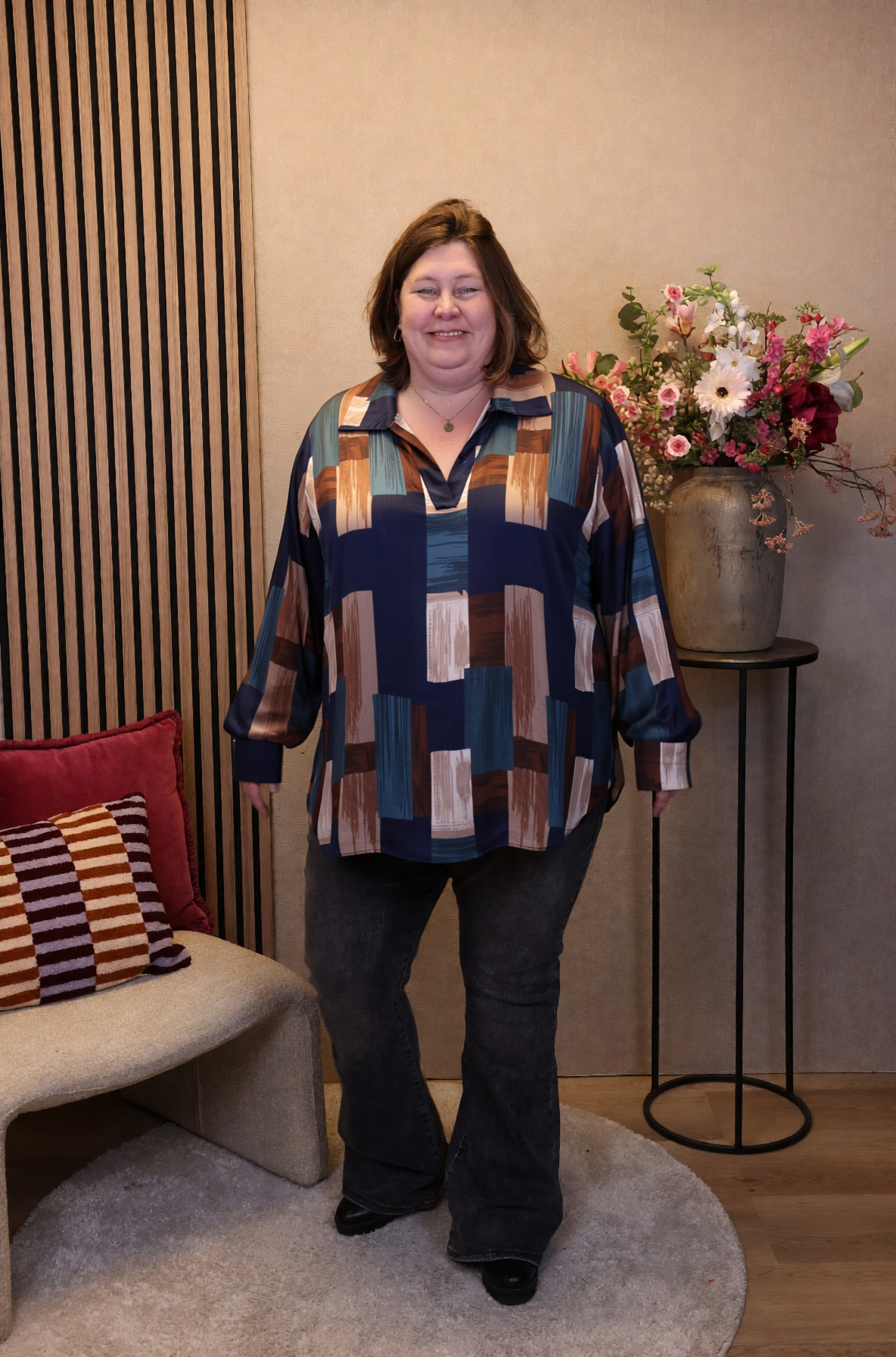 Dora | Bluse schwarz Langarm 52 bis 58