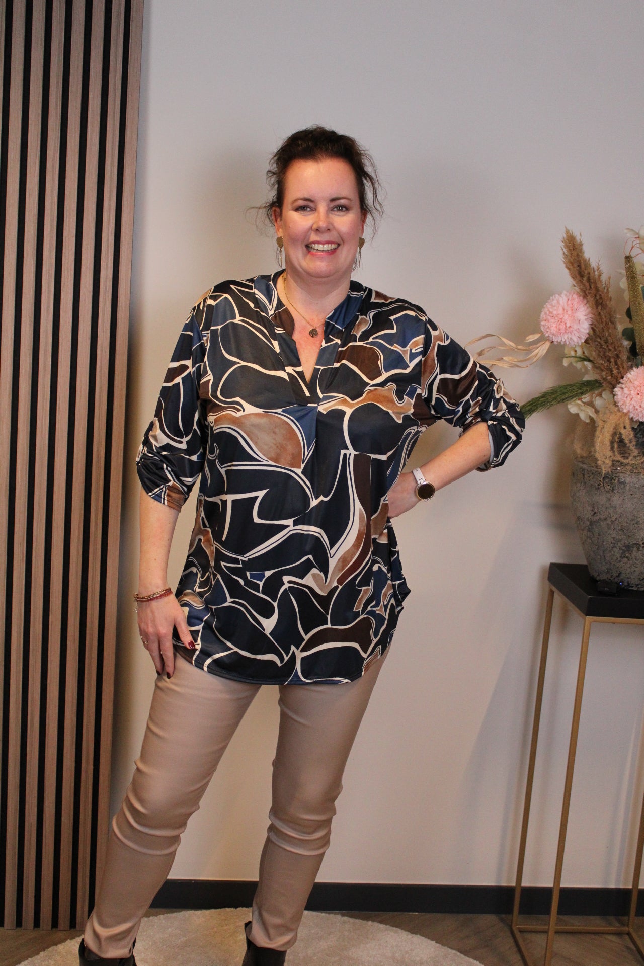 Sheila | Bluse blau Langarm 38 bis 48