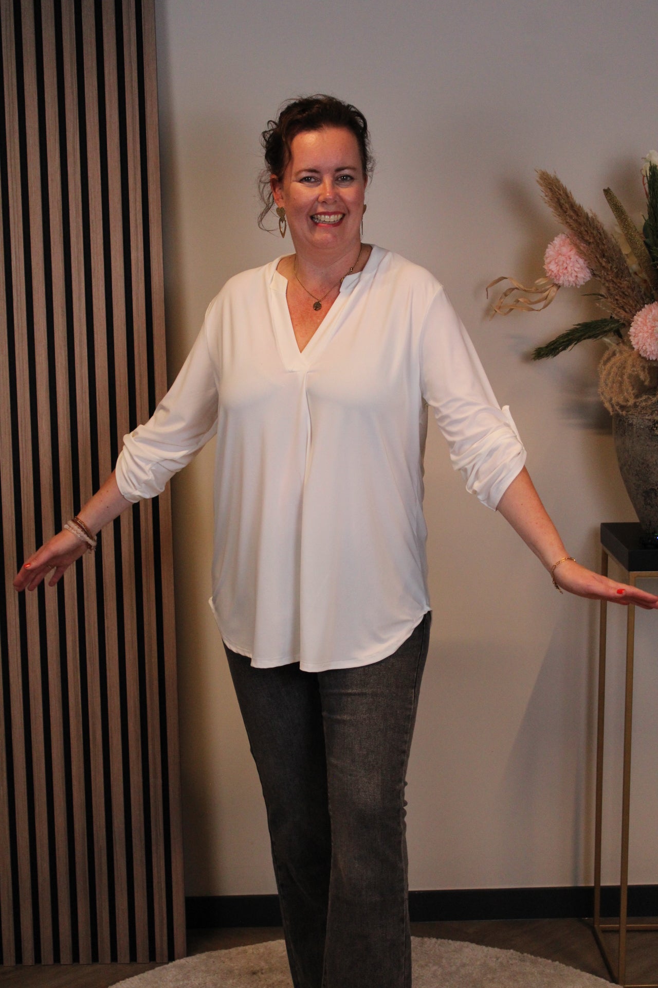 Mara | Bluse weiß Langarm 38 bis 48