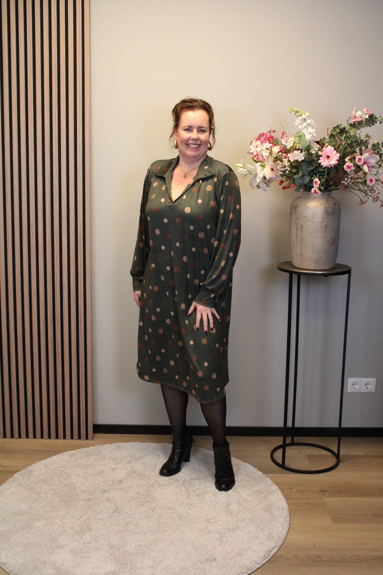 Christa | Grünes Kleid mit langen Ärmeln, Größe 38 bis 44