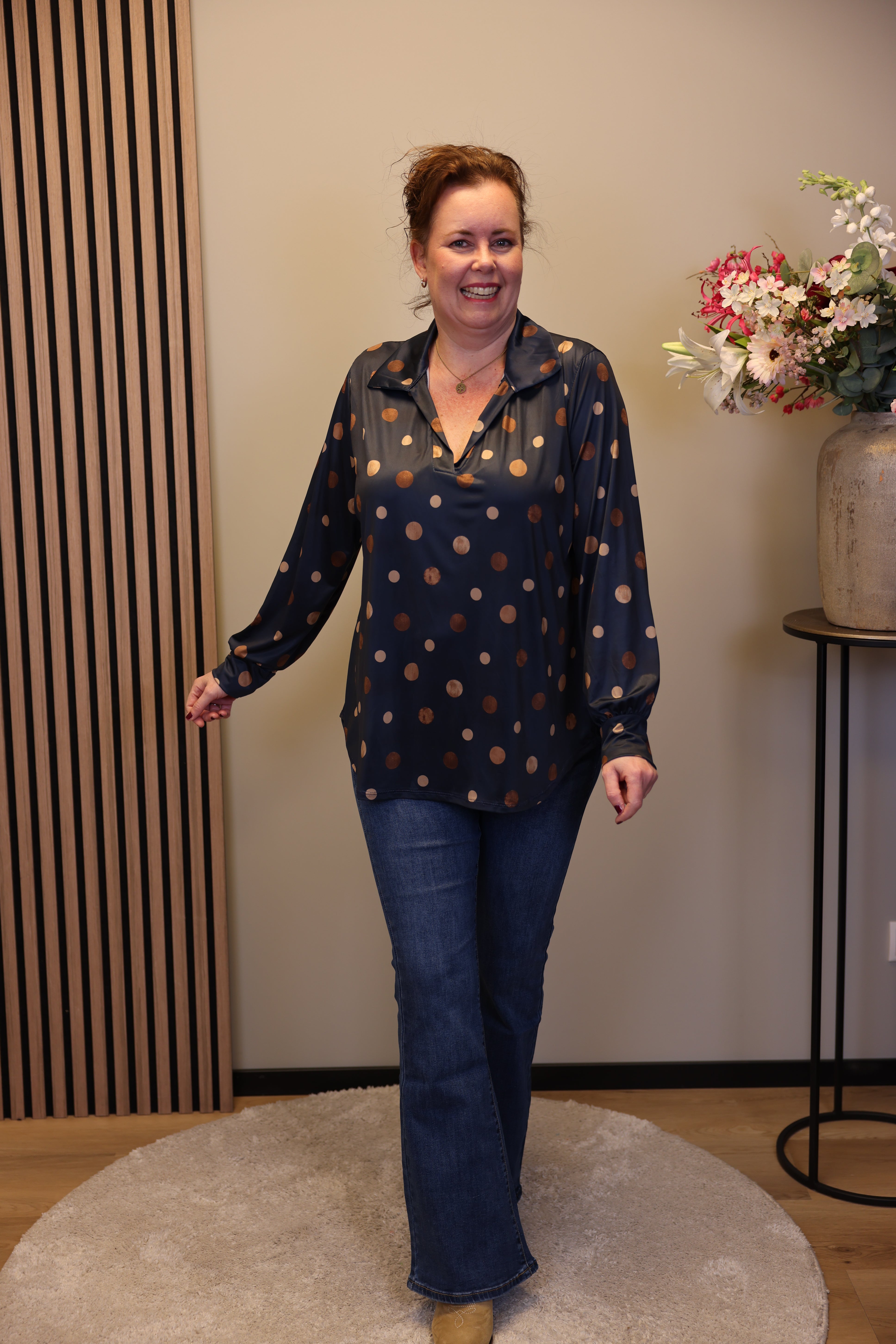 Mona | Bluse mit Kragen grün 48 bis 52