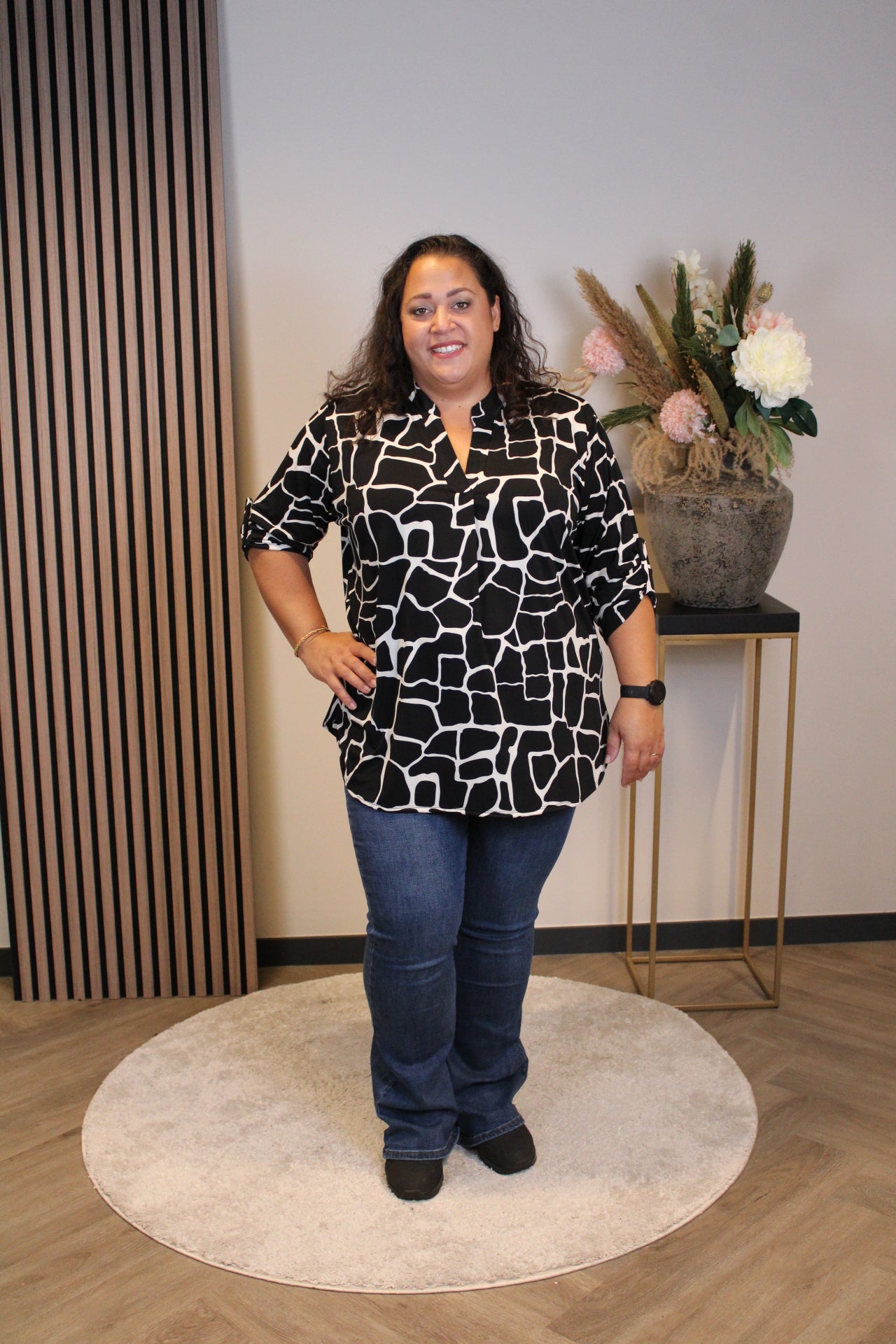 Miriam | Schwarze Langarmbluse 48 bis 52