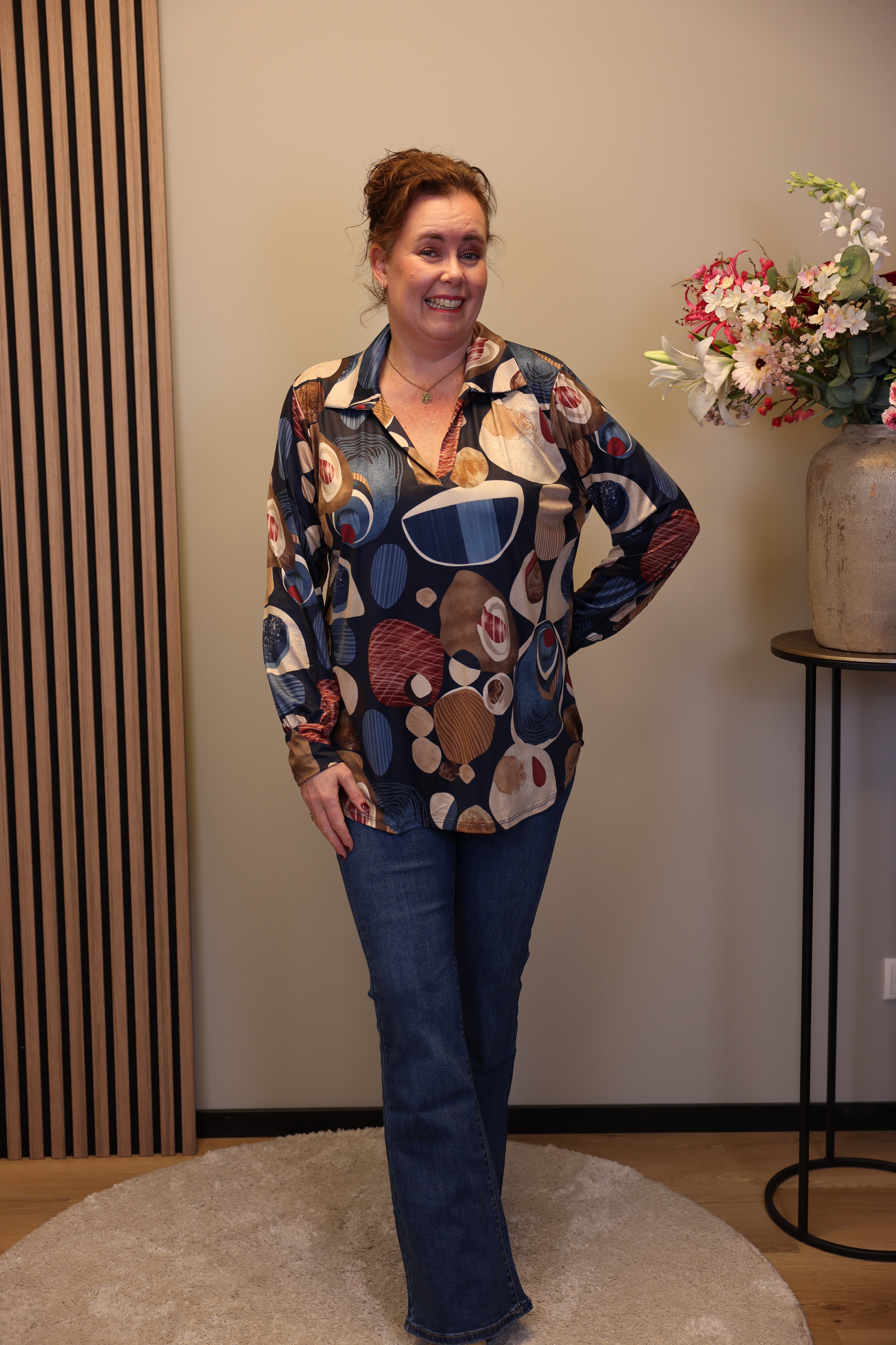 Verona | Bluse mit Kragen blau 48 bis 52