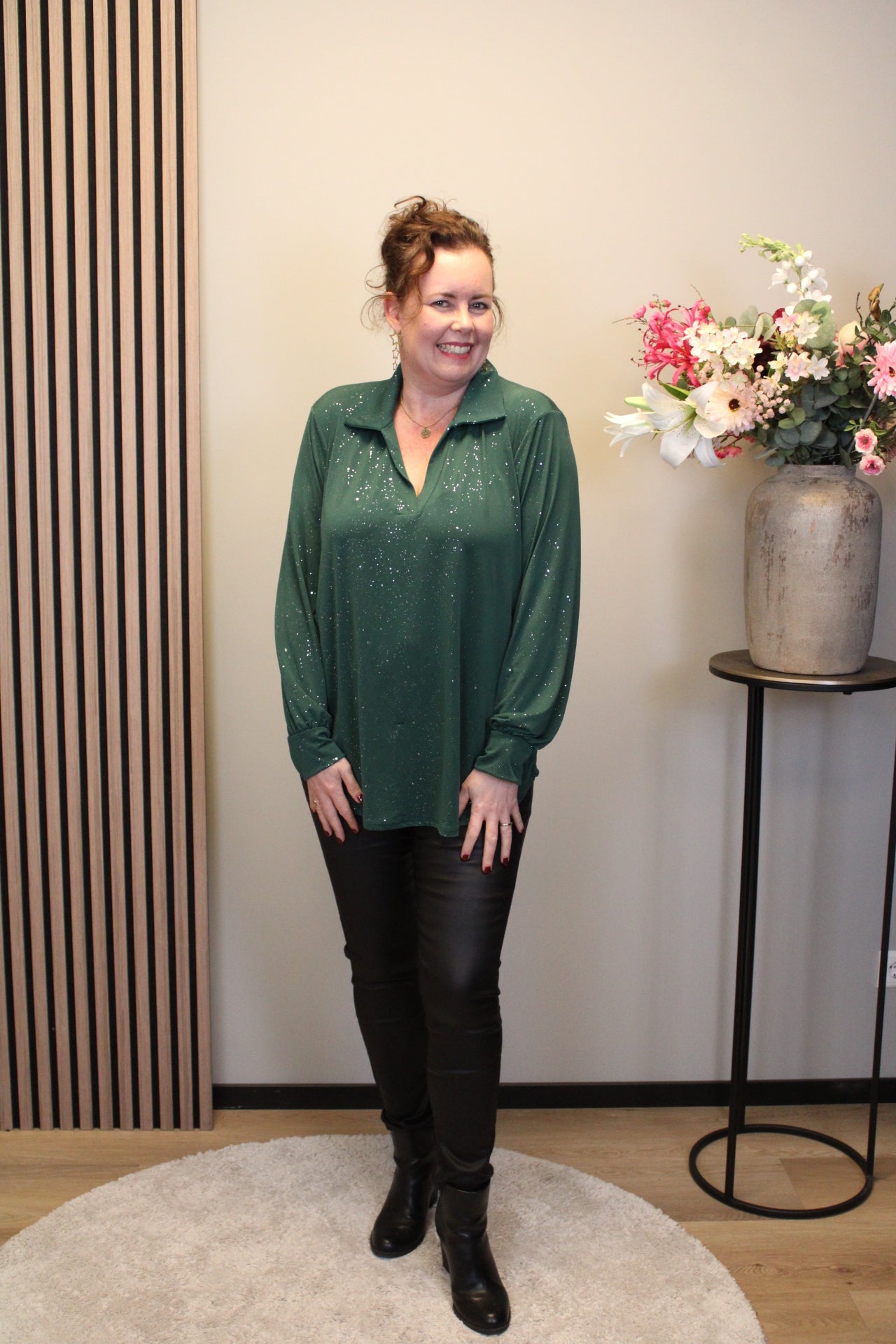 Dora | Bluse schwarz Langarm 52 bis 58