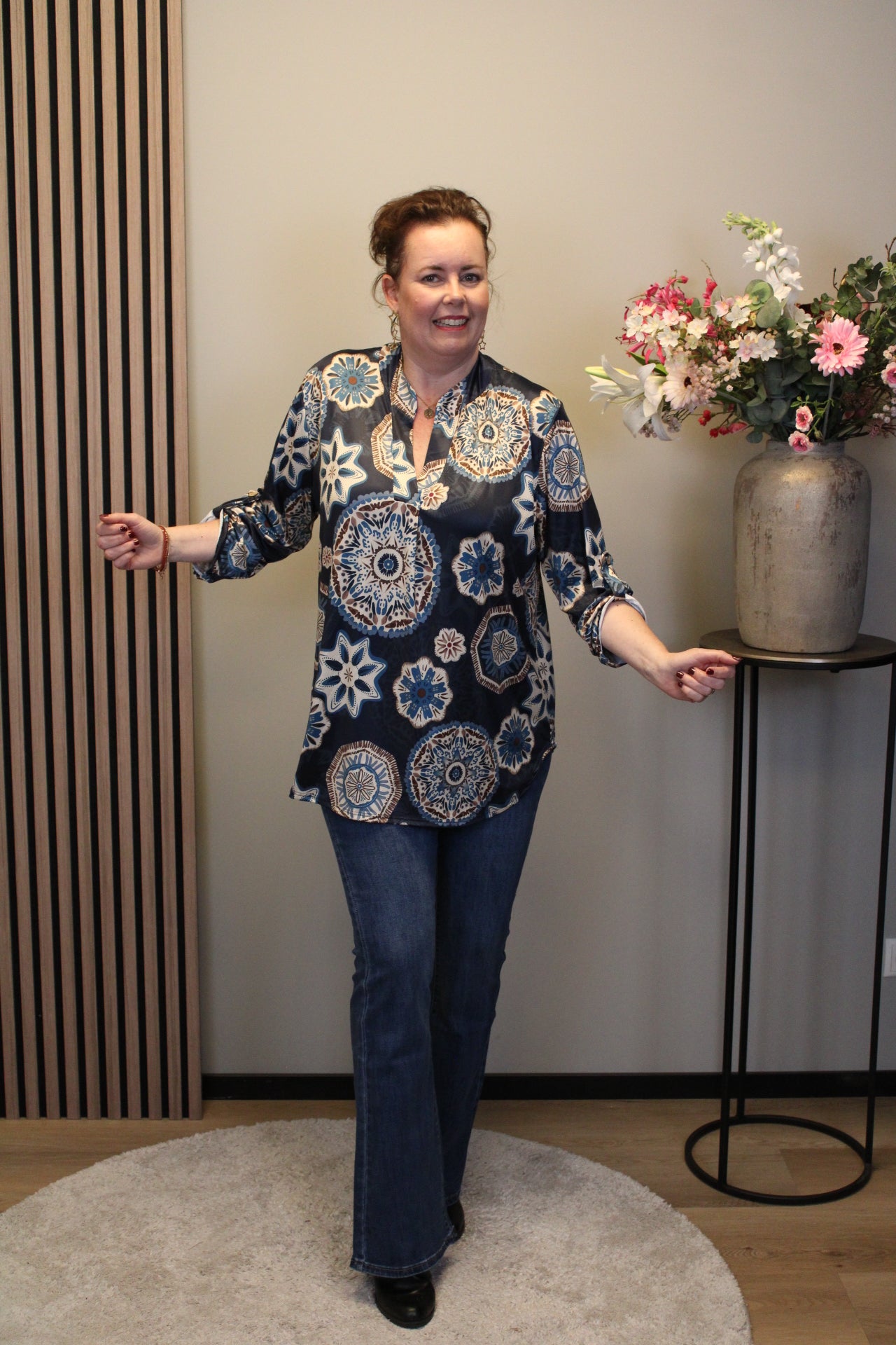 Dora | Bluse schwarz Langarm 48 bis 52