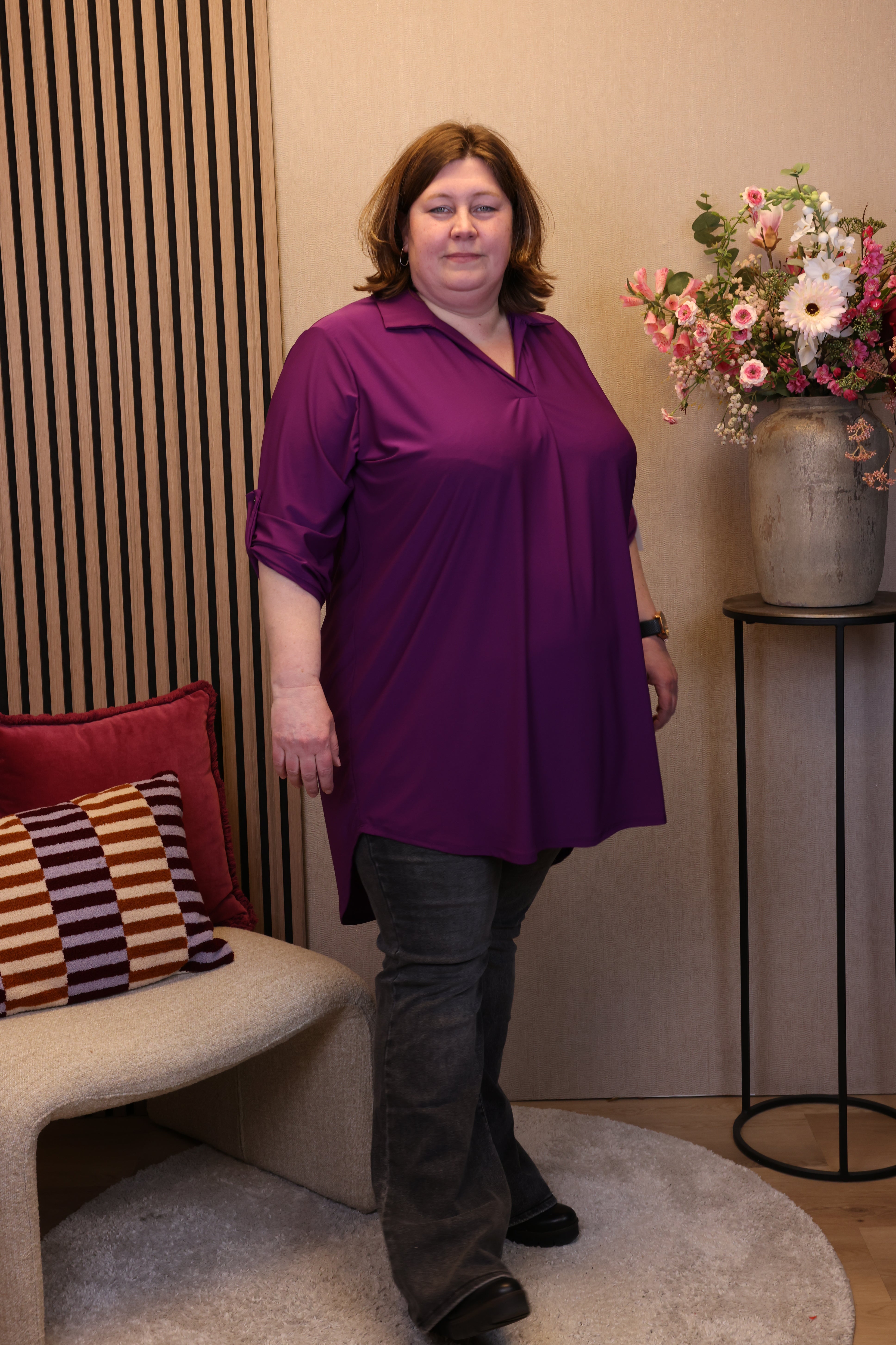 Dora | Bluse schwarz Langarm 52 bis 58