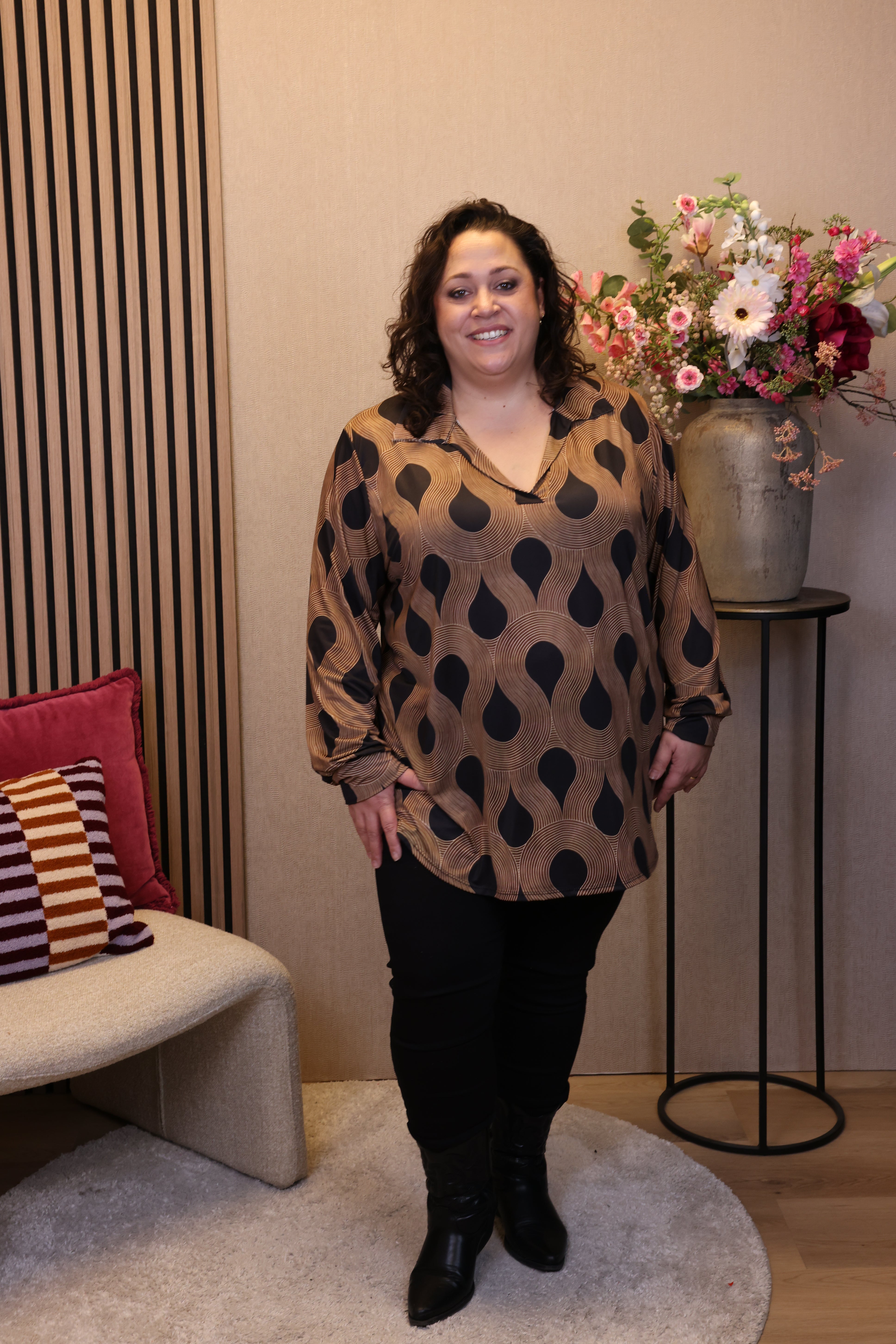 Dora | Bluse schwarz Langarm 52 bis 58