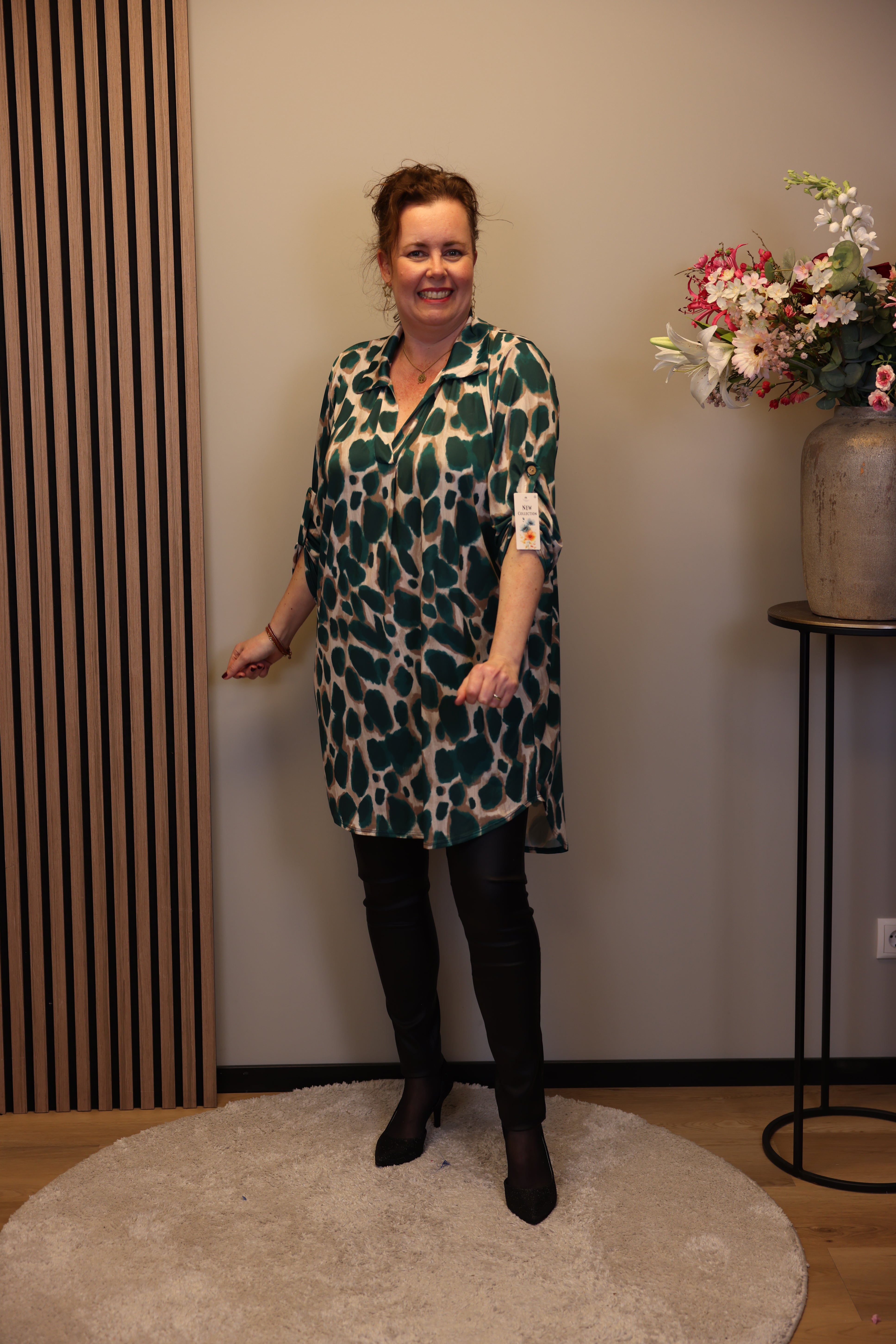 Lana | Blaue Bluse mit Kragen 38 bis 48