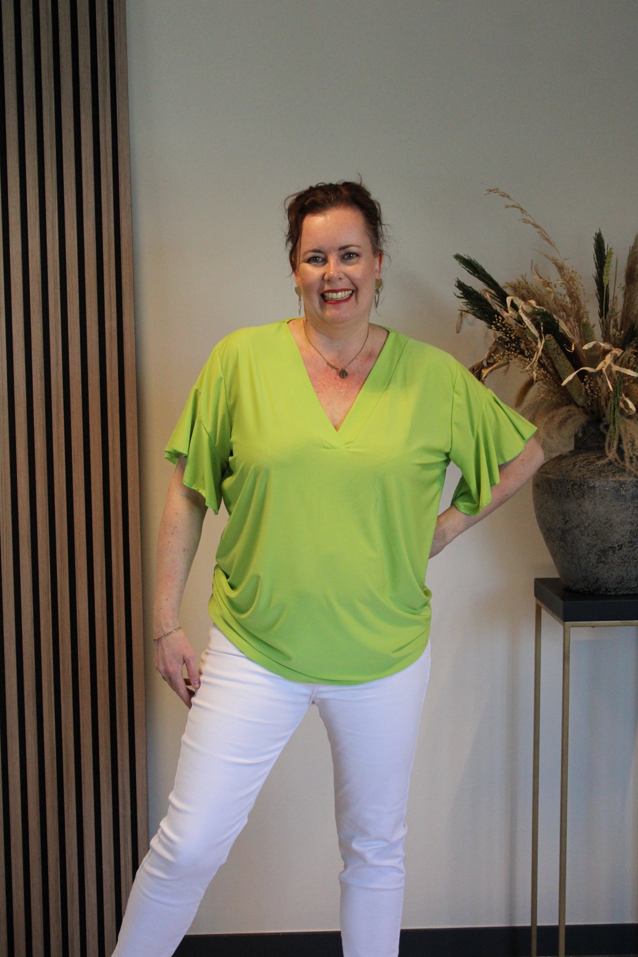 Mayra | Bluse Kurzarm Grün 40 bis 48