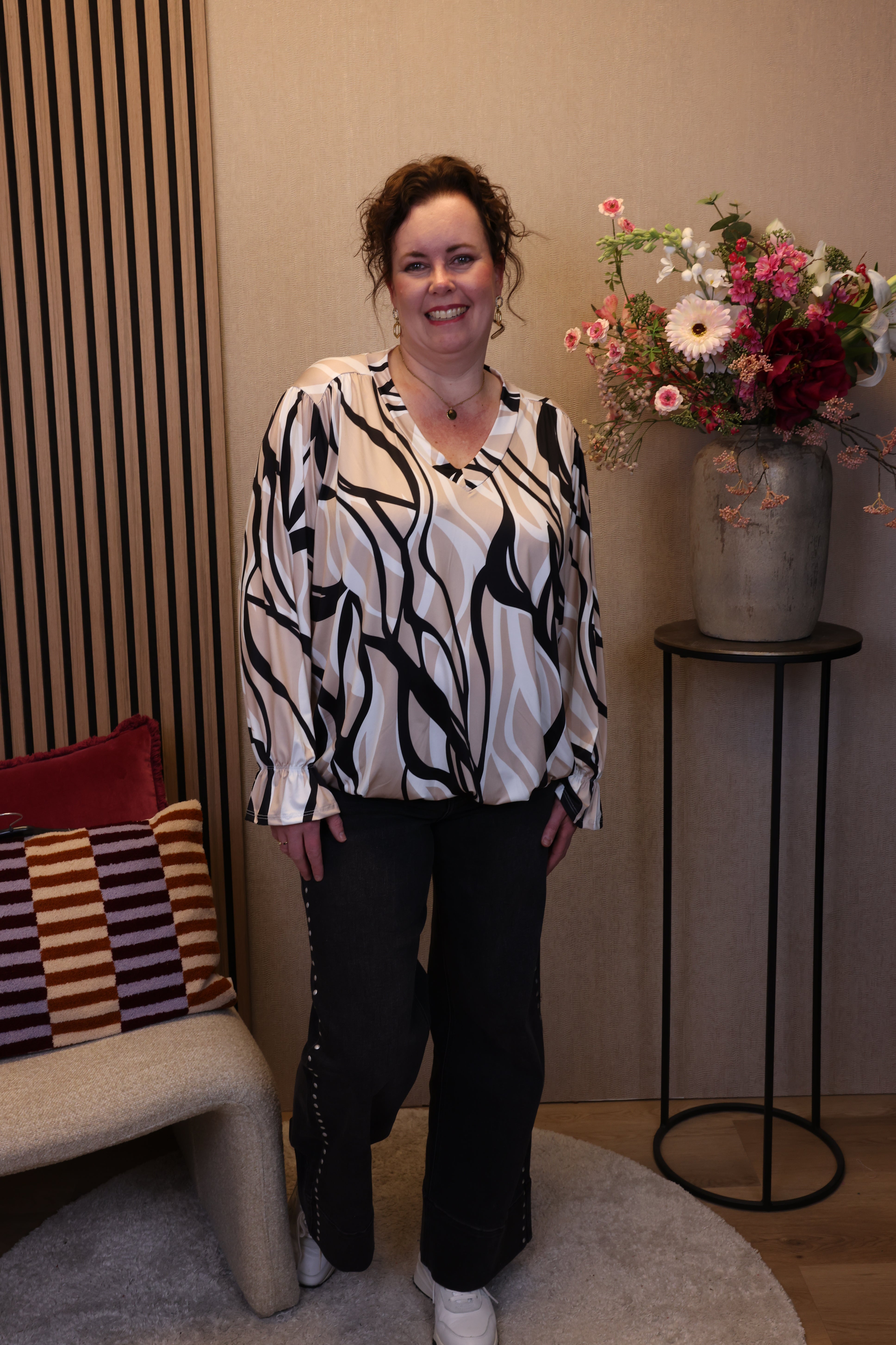 Dora | Bluse schwarz Langarm 52 bis 58