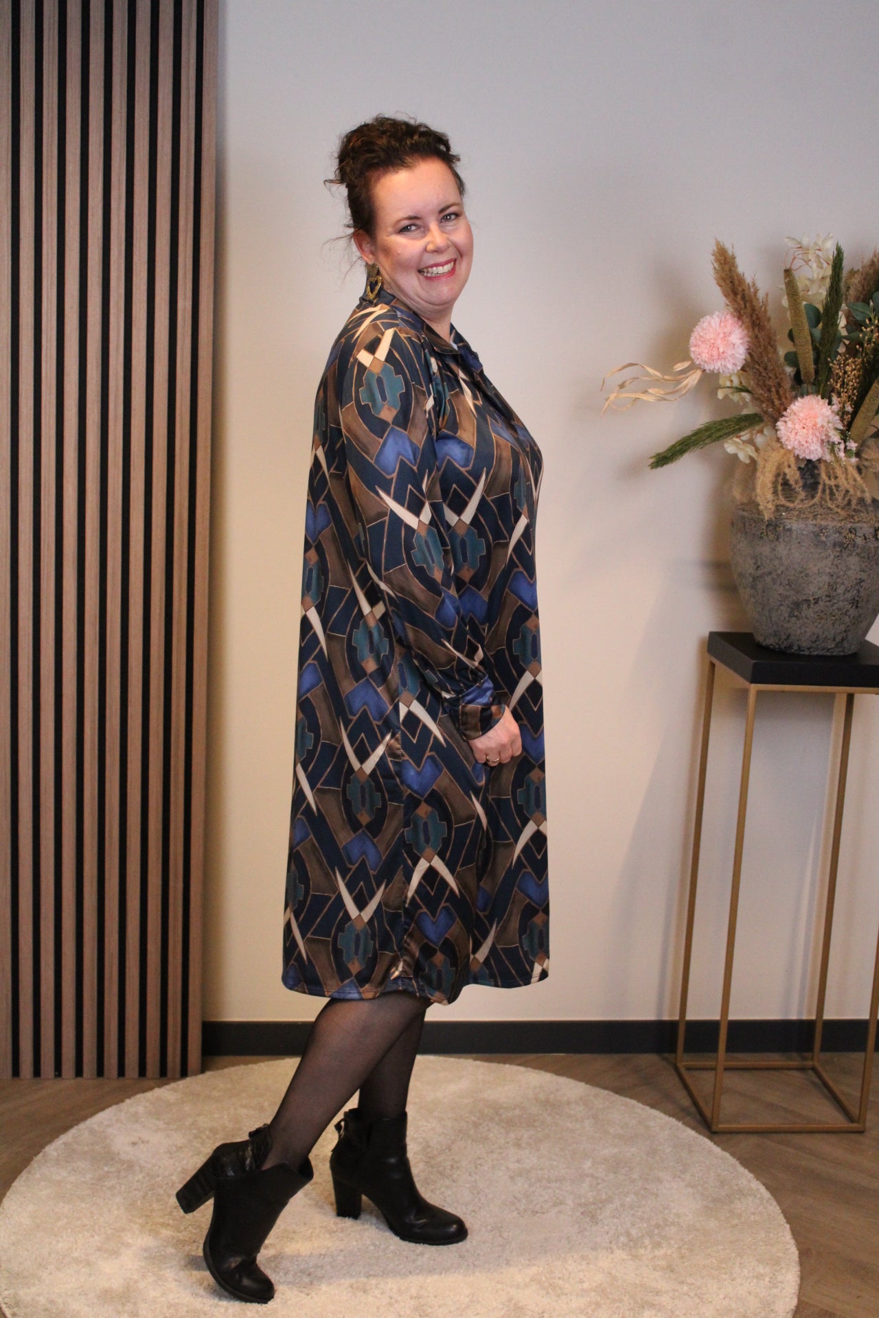 Marise | Blaues Langarmkleid 46 bis 50