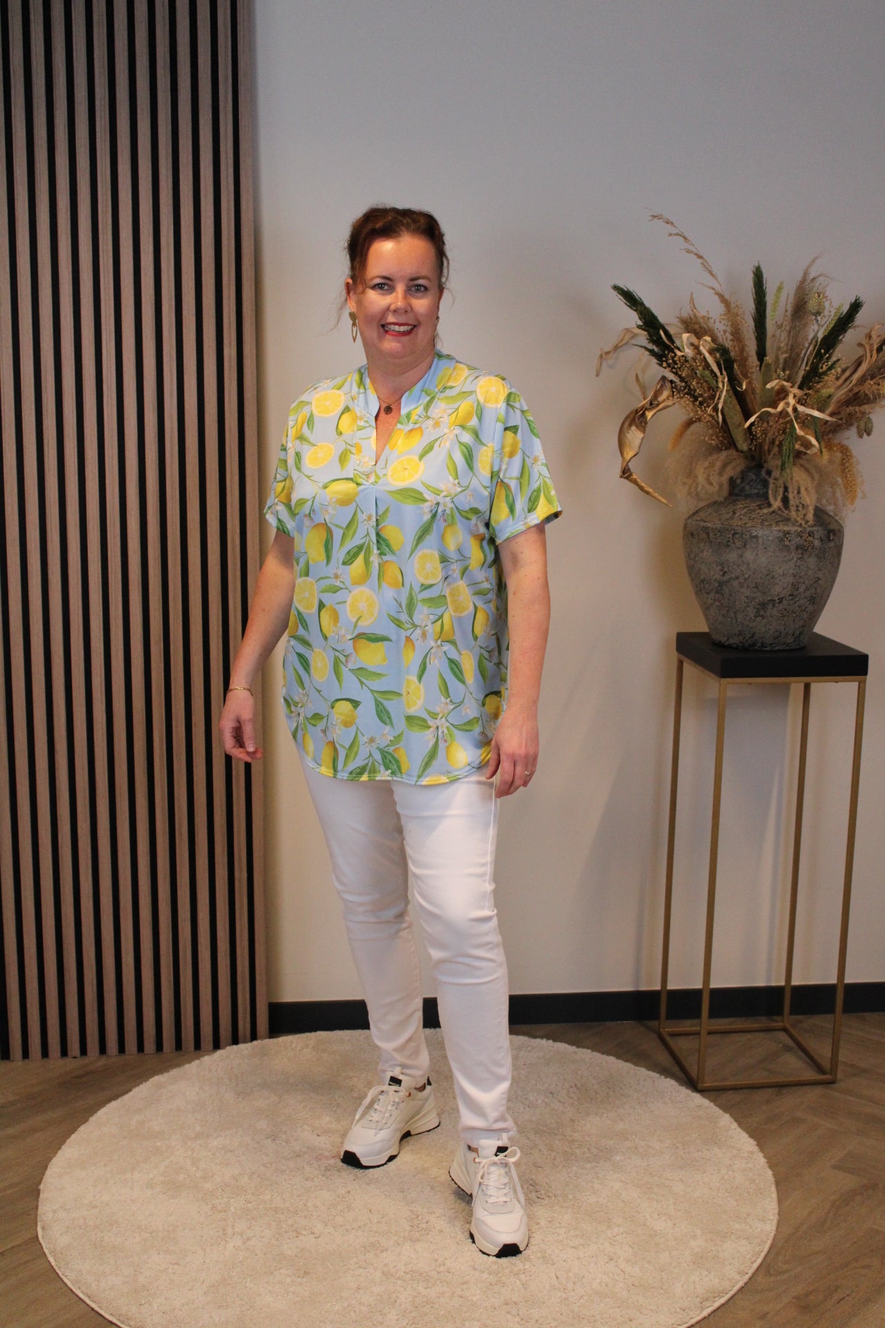 Ziva | Bluse blau Kurzarm 38 bis 48