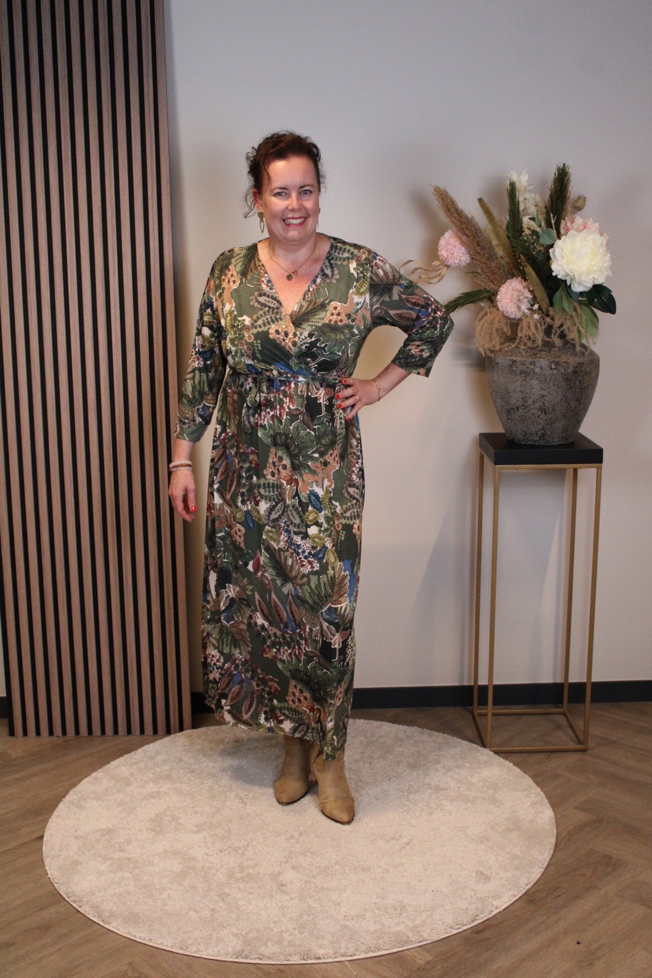 Christa | Grünes Kleid mit langen Ärmeln, Größe 38 bis 44