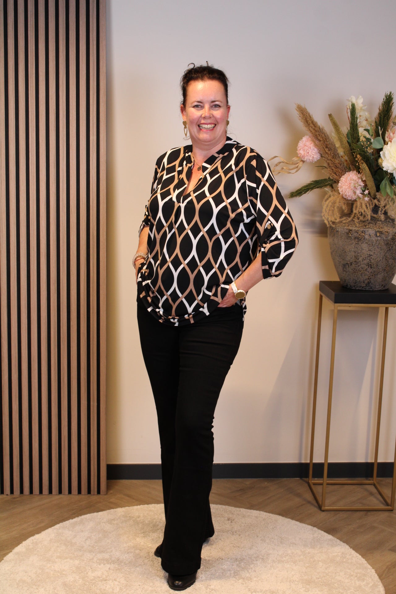 Hannah | Blouse zwart lange mouw 52 t/m 58