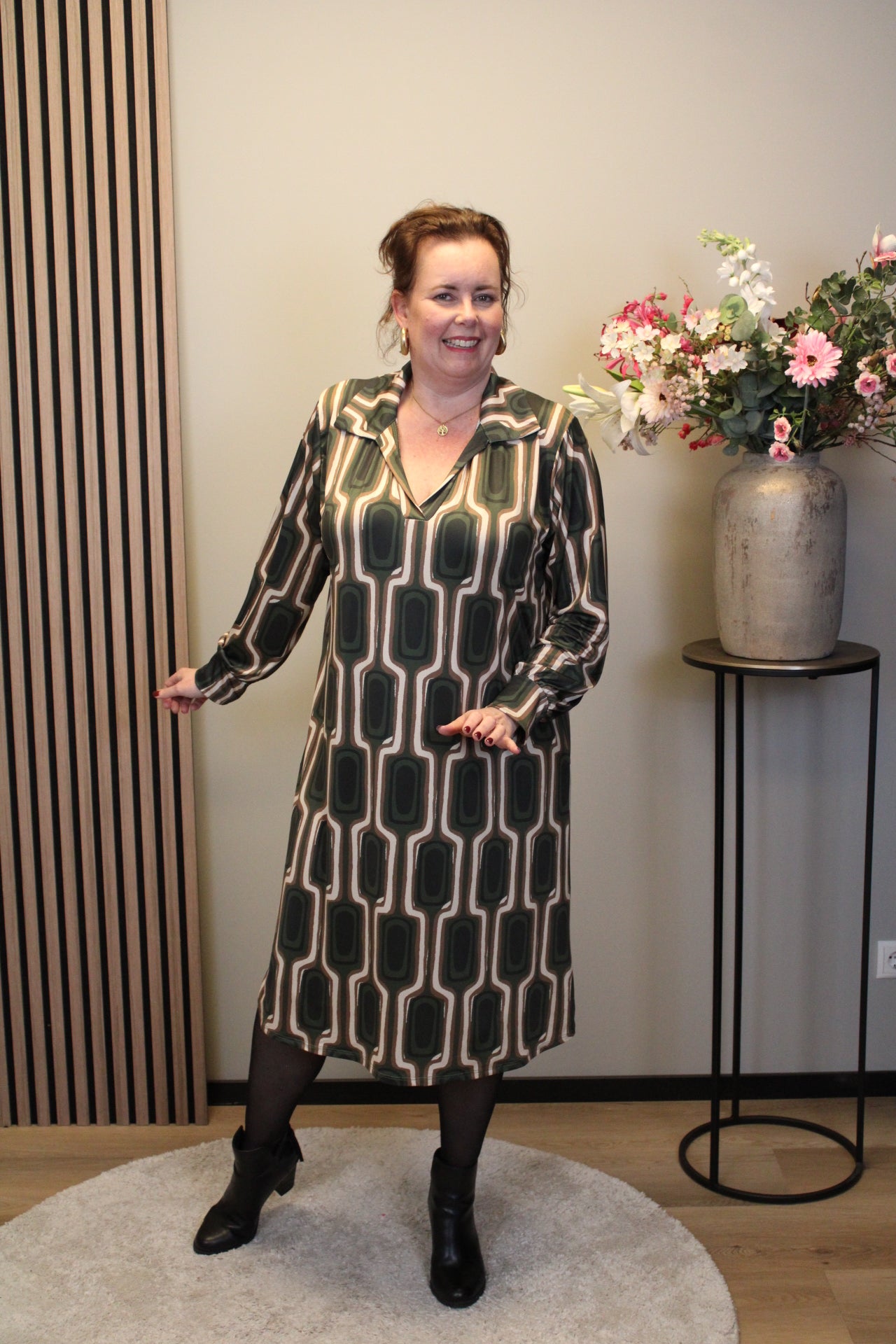 Christa | Grünes Kleid mit langen Ärmeln, Größe 38 bis 44