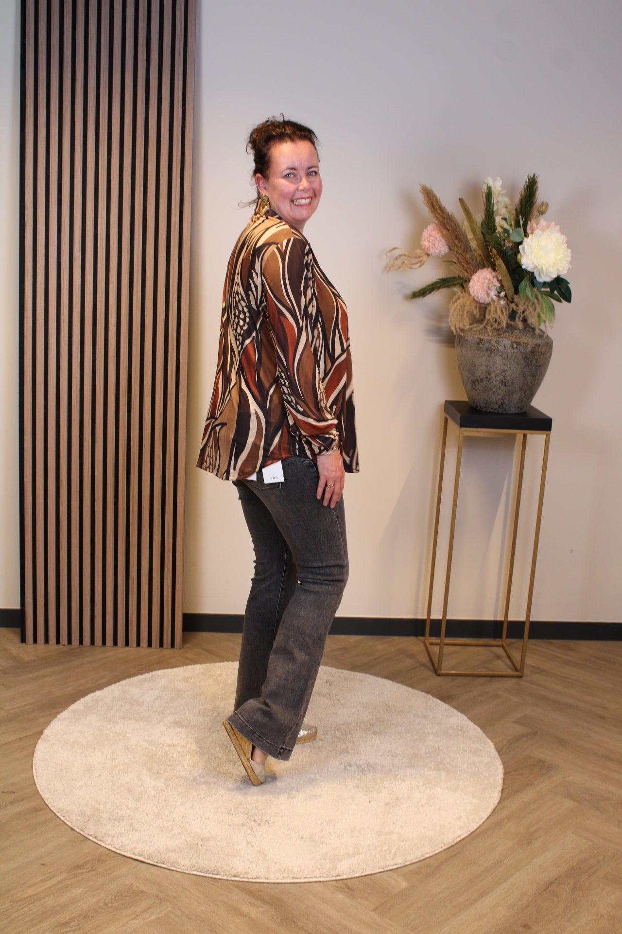 Mona | Bluse mit Kragen braun 48 bis 52