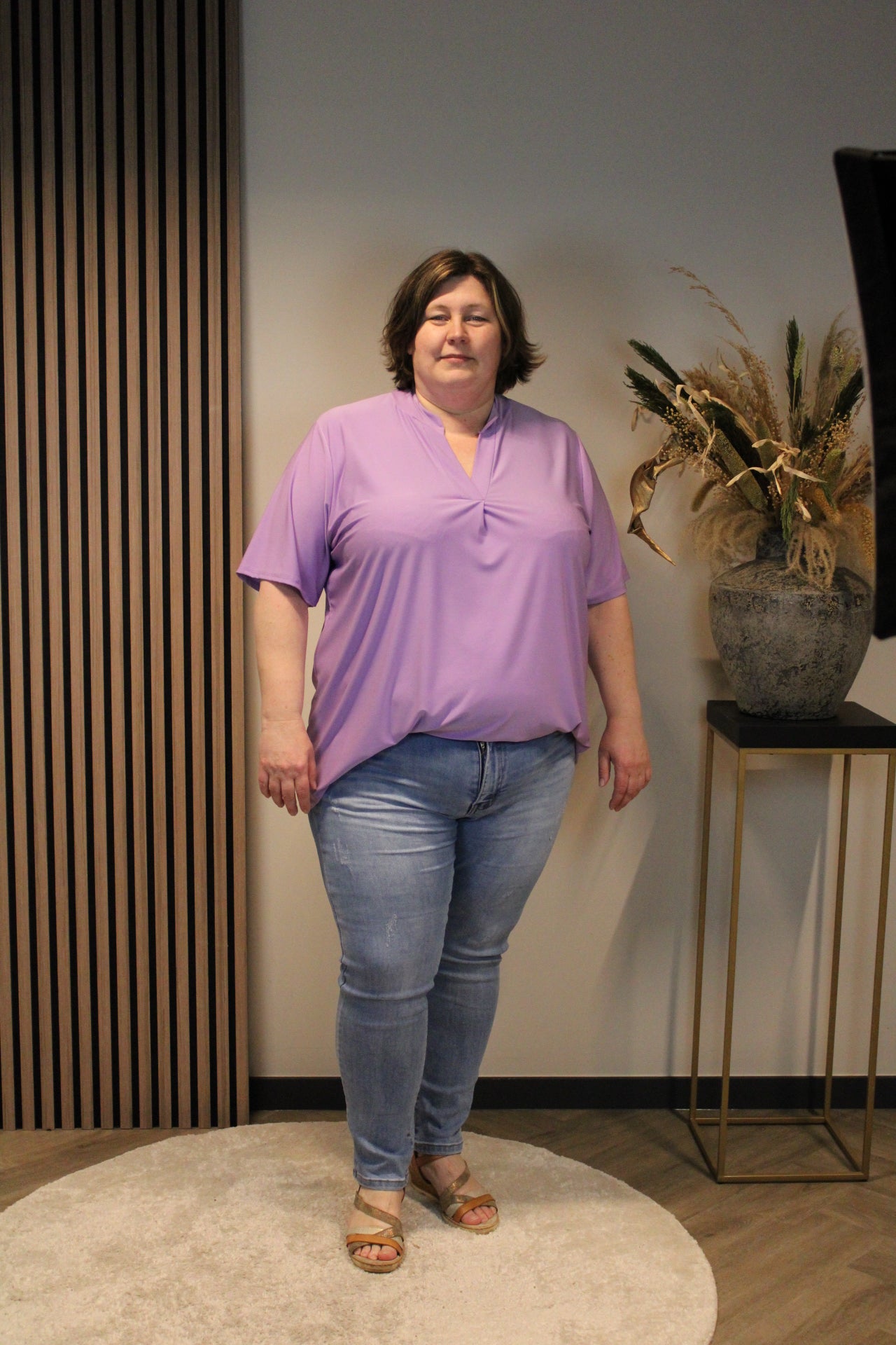 Juna | Bluse lila Kurzarm 52 bis 58