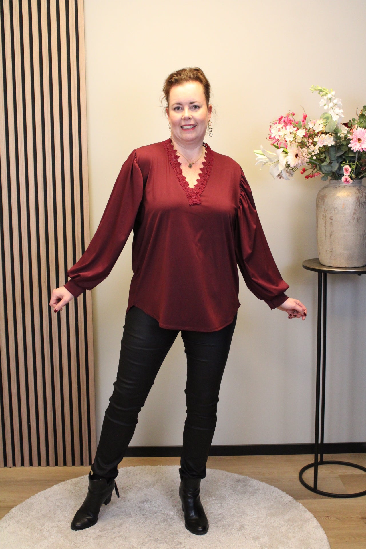 Dora | Bluse schwarz Langarm 52 bis 58