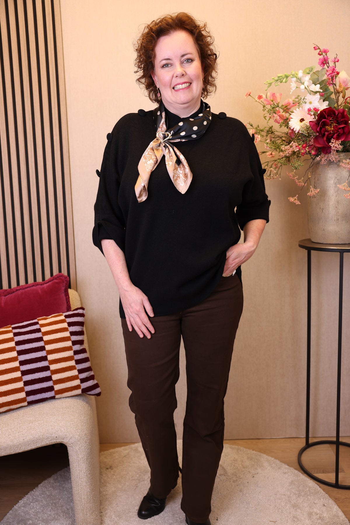 Dora | Bluse schwarz Langarm 52 bis 58