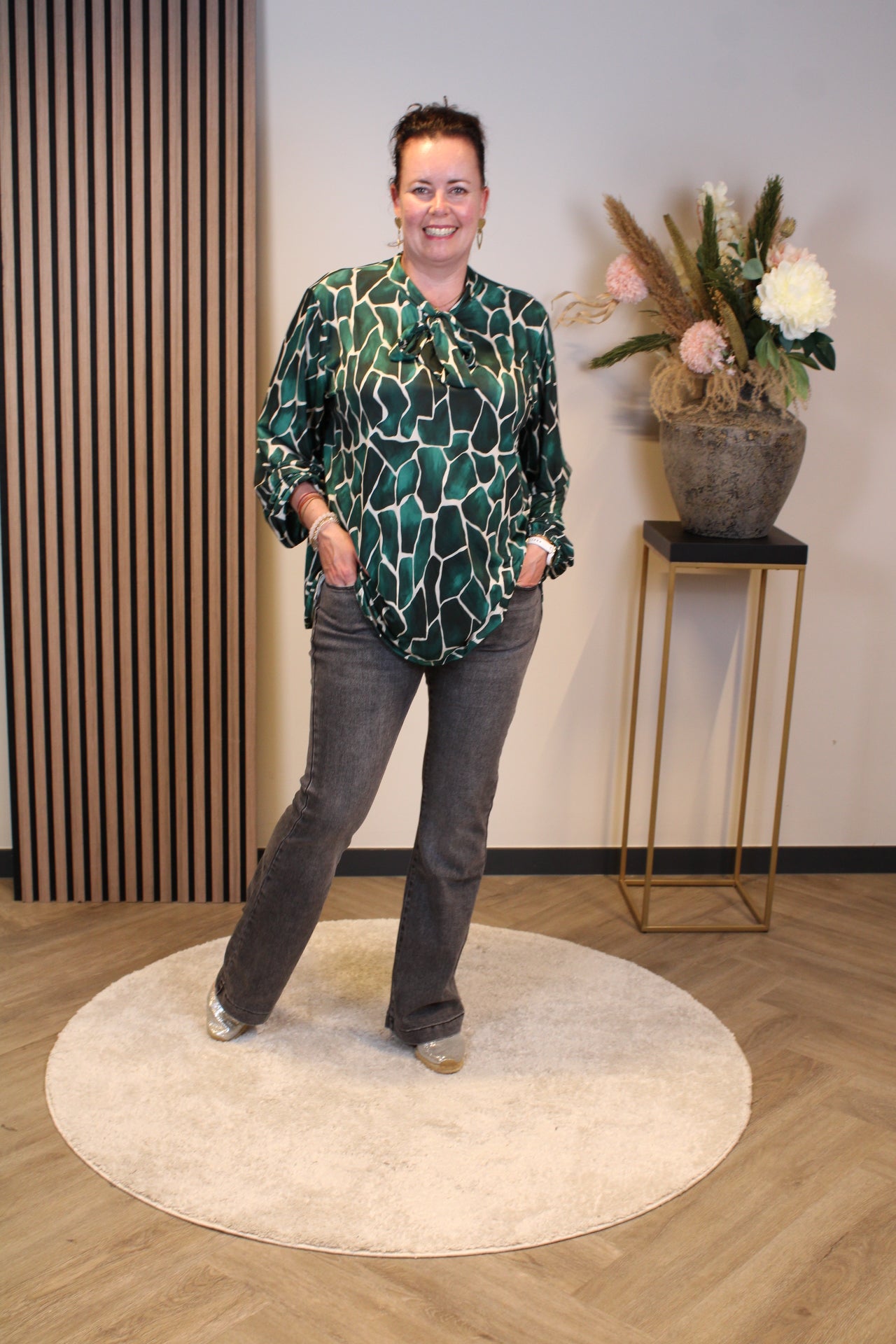 Hilda | Blouse groen lange mouw 52 t/m 58