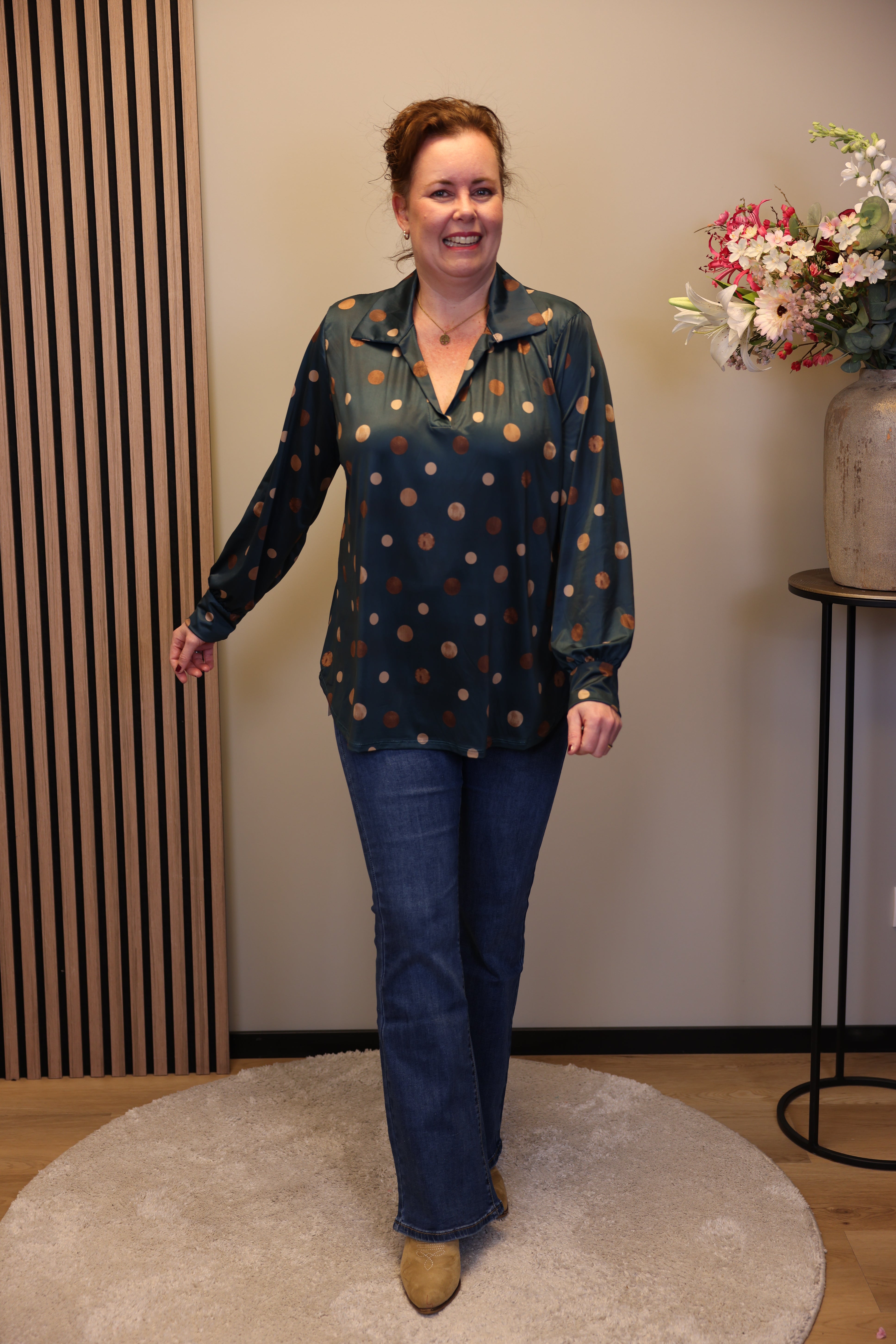 Mona | Bluse mit Kragen grün 48 bis 52