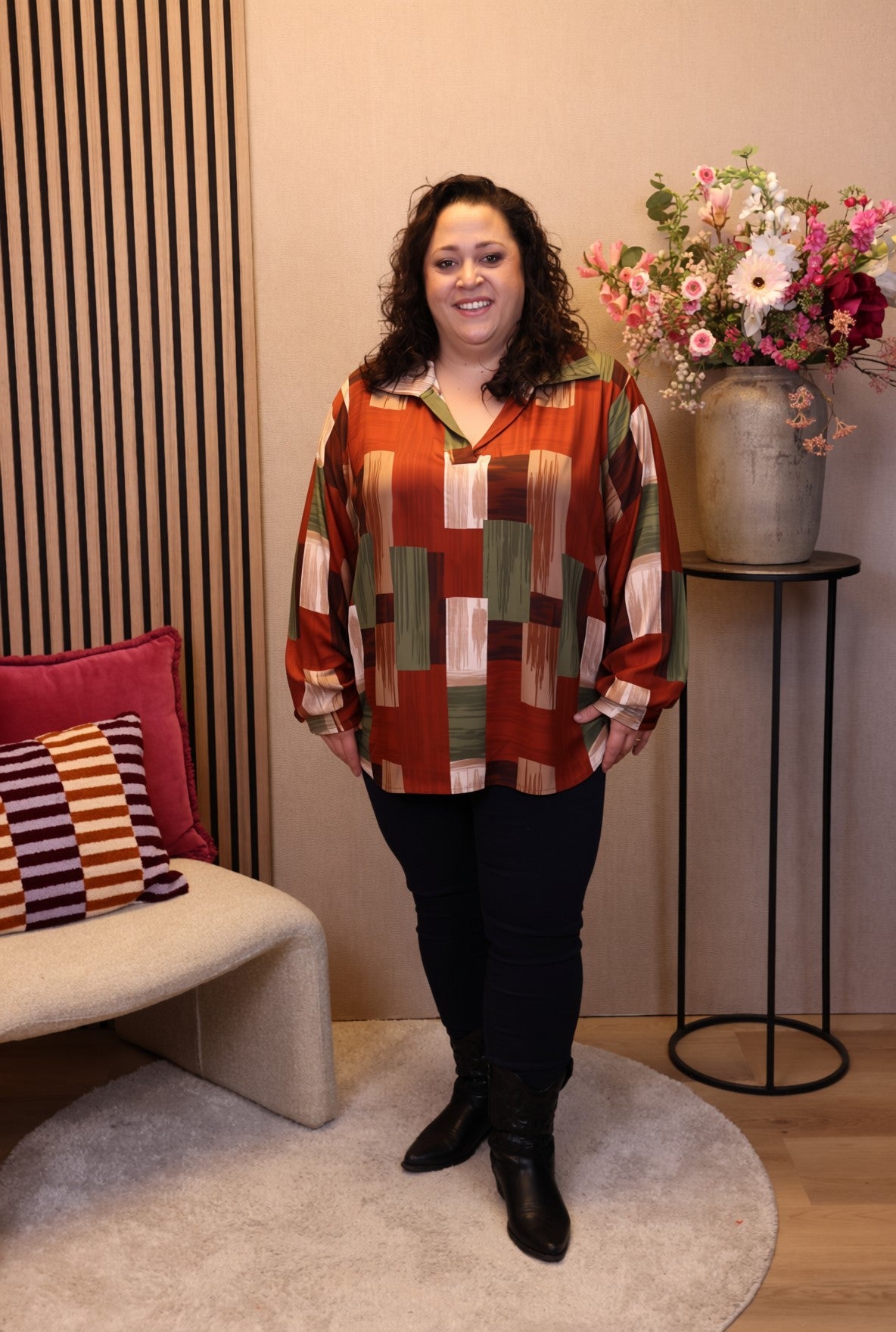 Dora | Bluse schwarz Langarm 52 bis 58