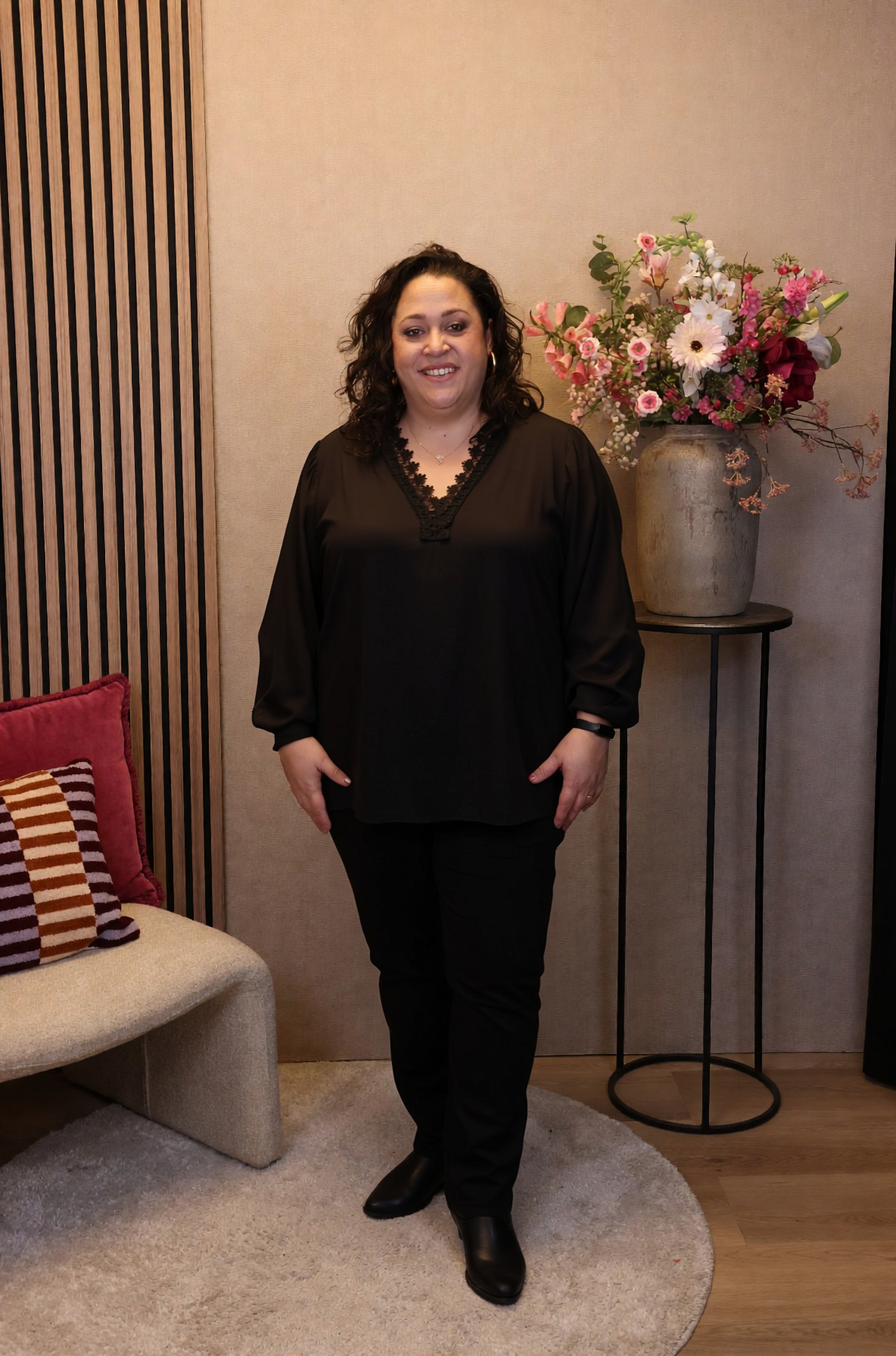 Dora | Bluse schwarz Langarm 52 bis 58