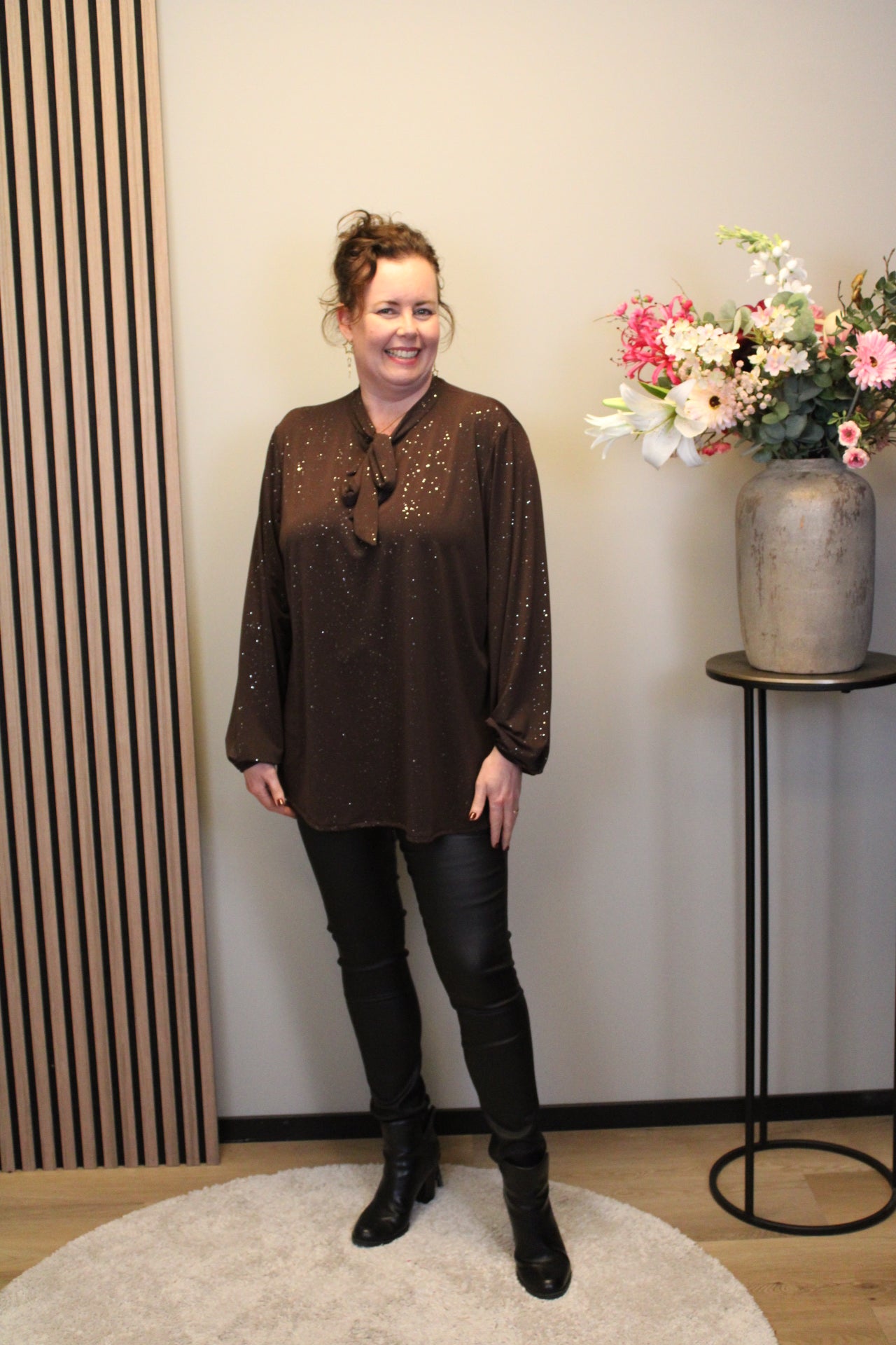 Dora | Bluse schwarz Langarm 52 bis 58