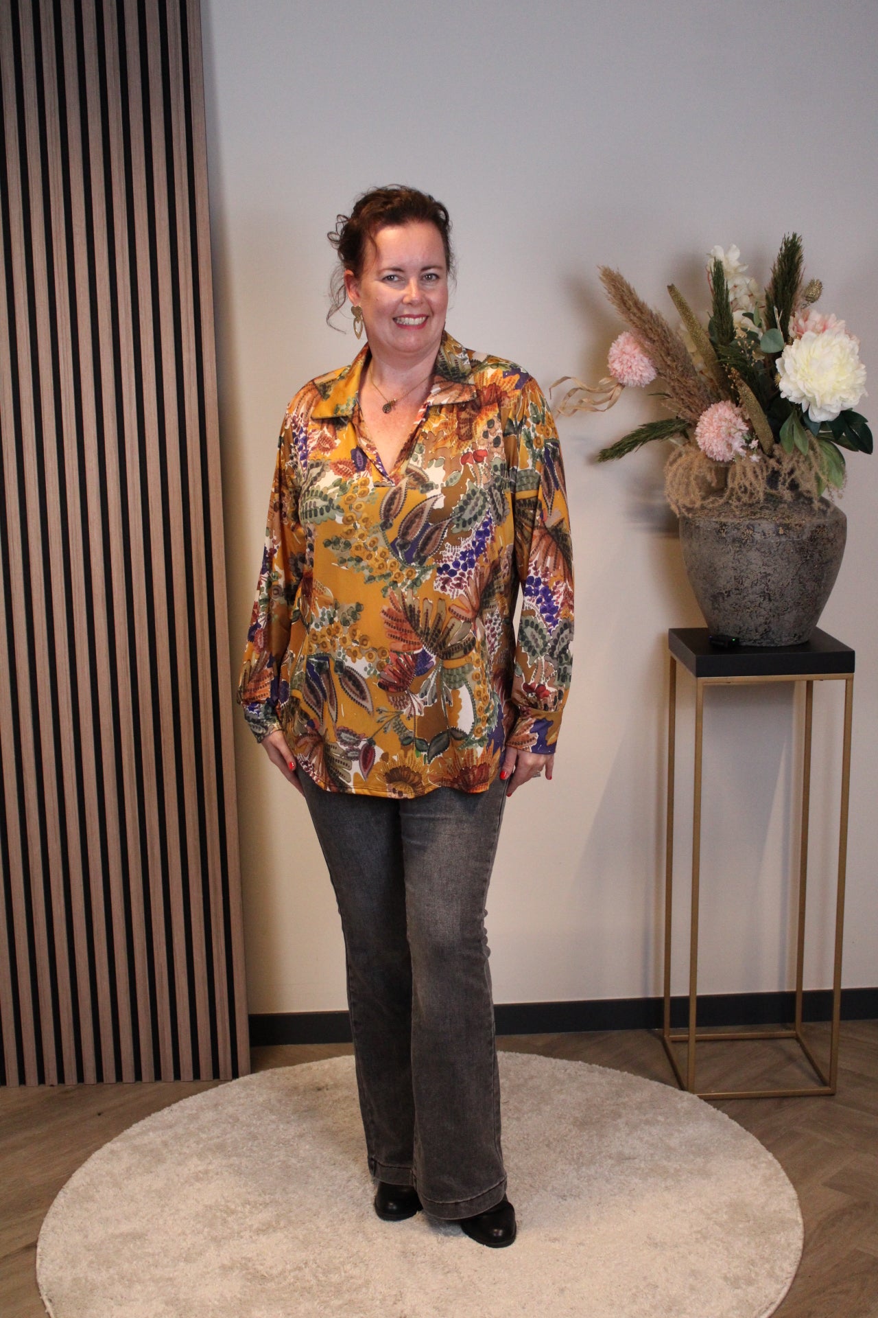 Dora | Bluse schwarz Langarm 52 bis 58