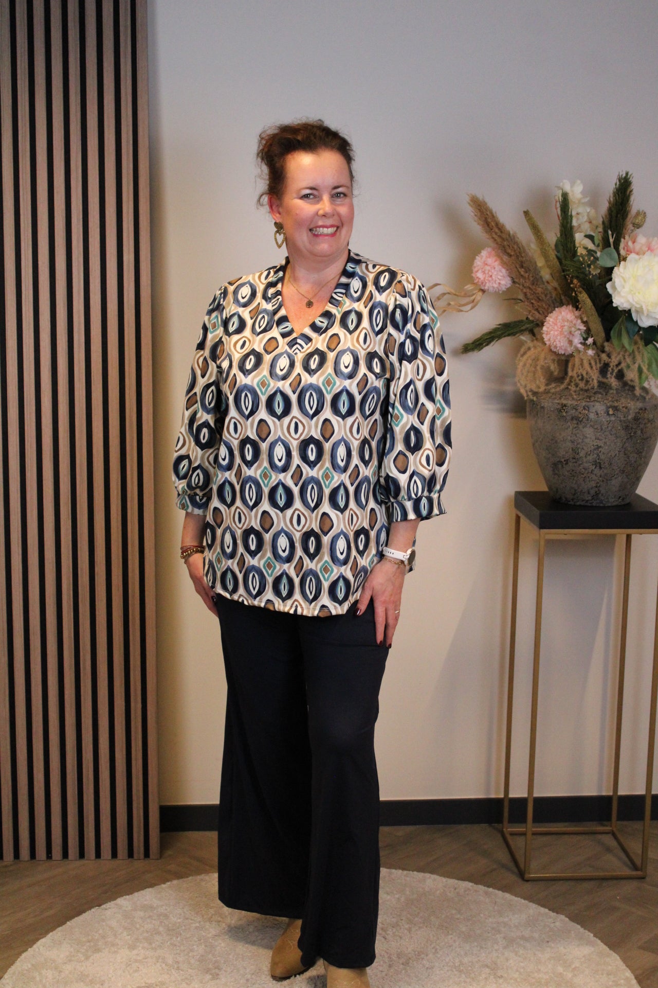 Dora | Bluse schwarz Langarm 52 bis 58