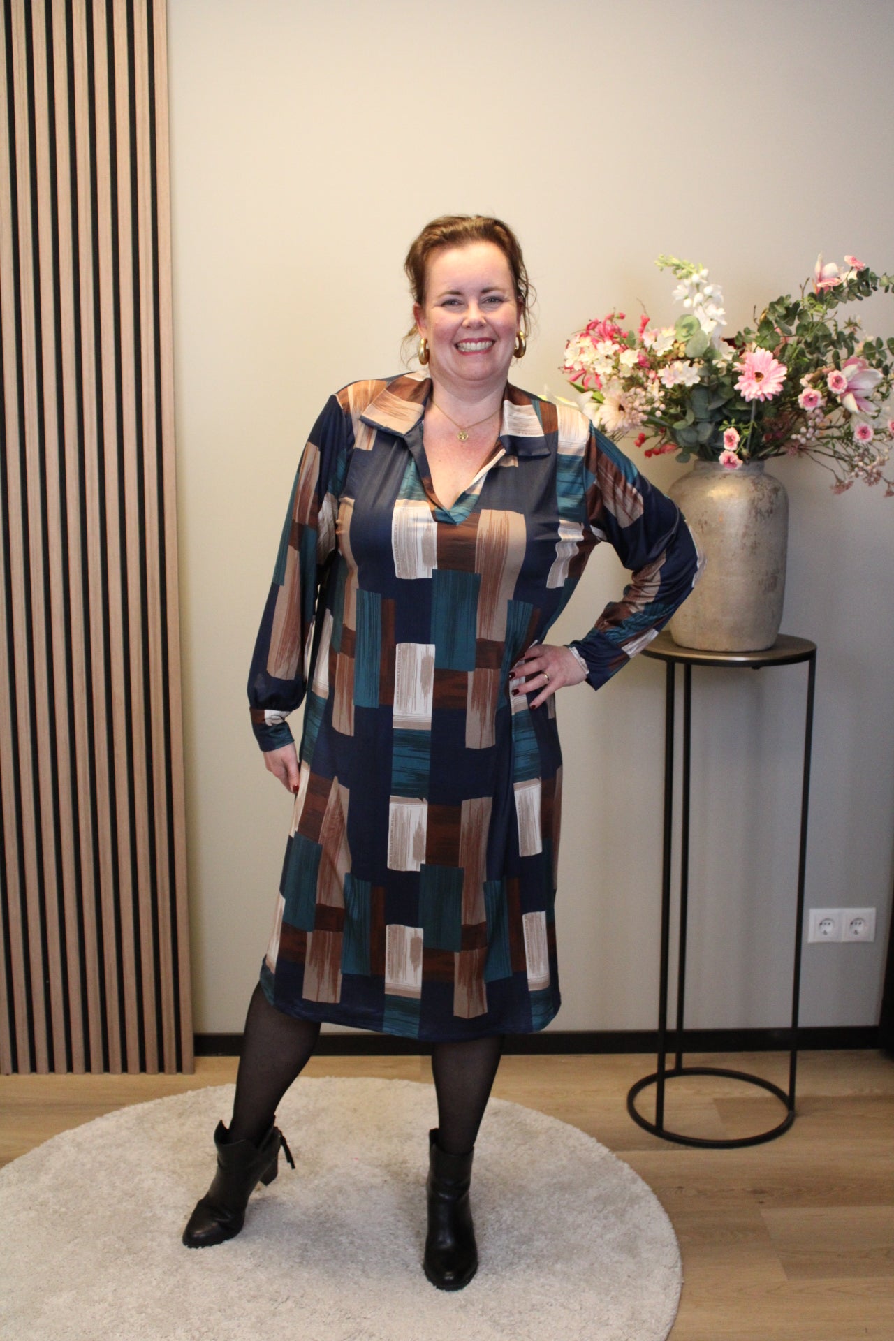 Marise | Blaues Langarmkleid 46 bis 50