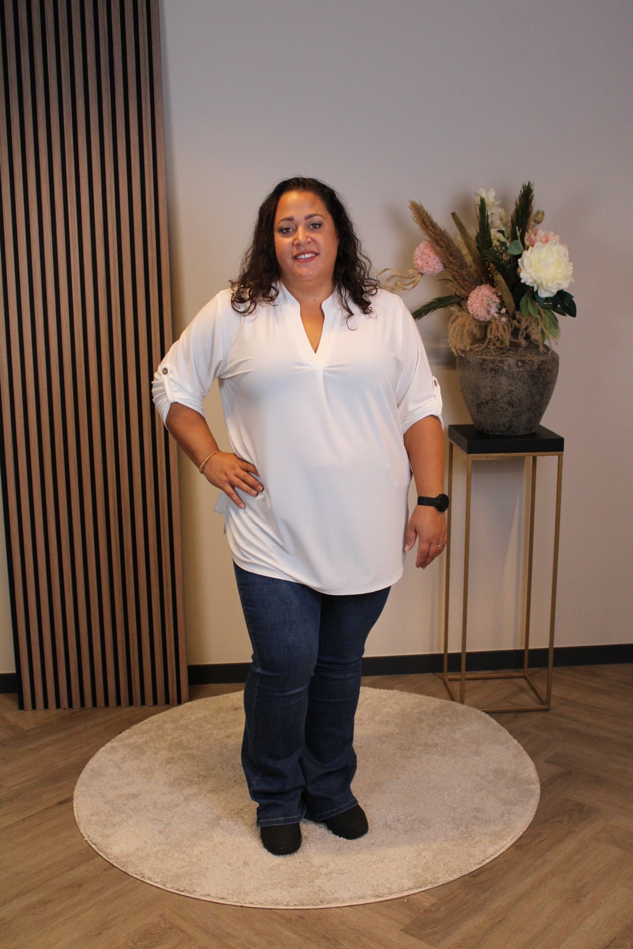 Mara | Bluse weiß Langarm 48 bis 52