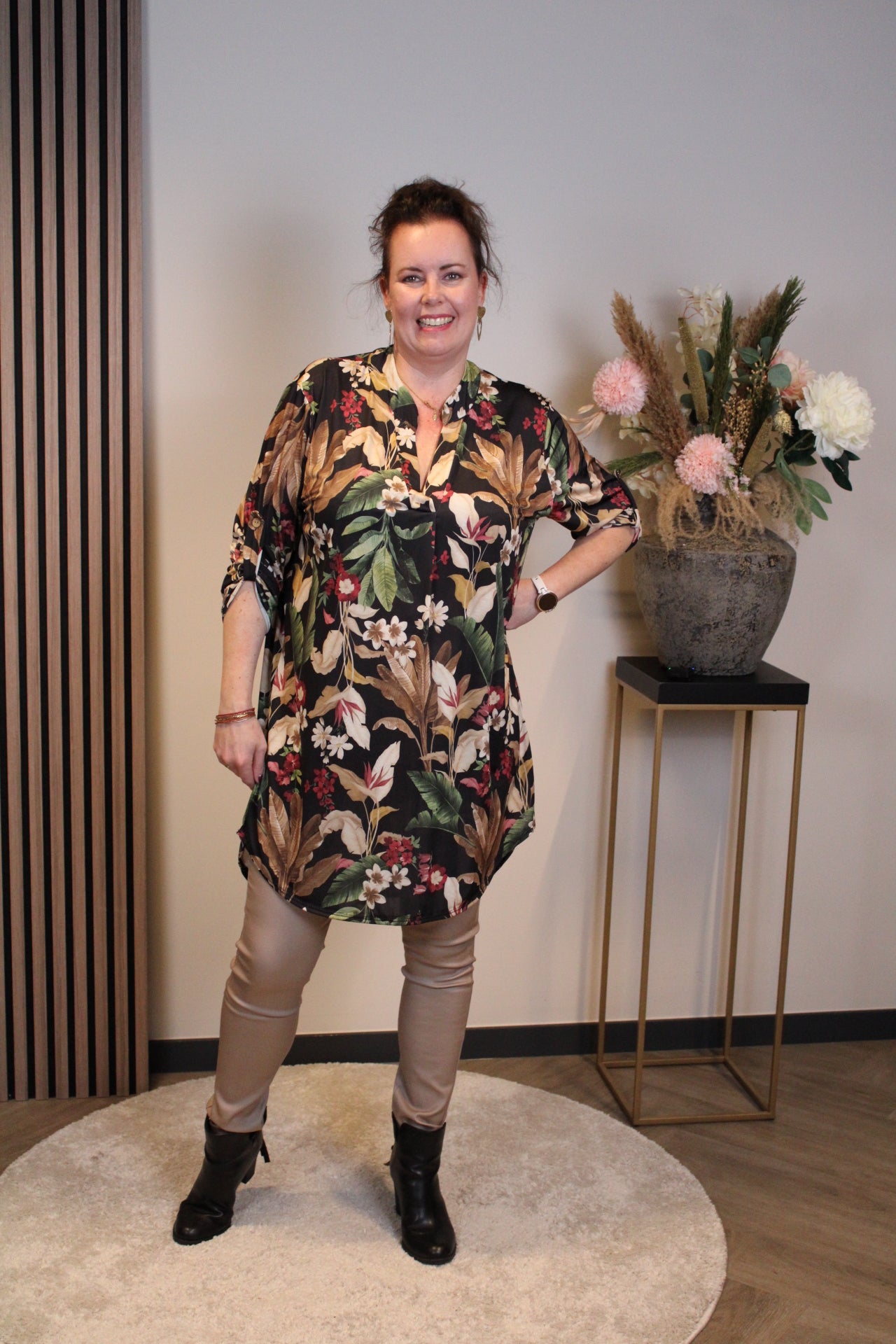 Lana | Blaue Bluse mit Kragen 38 bis 48